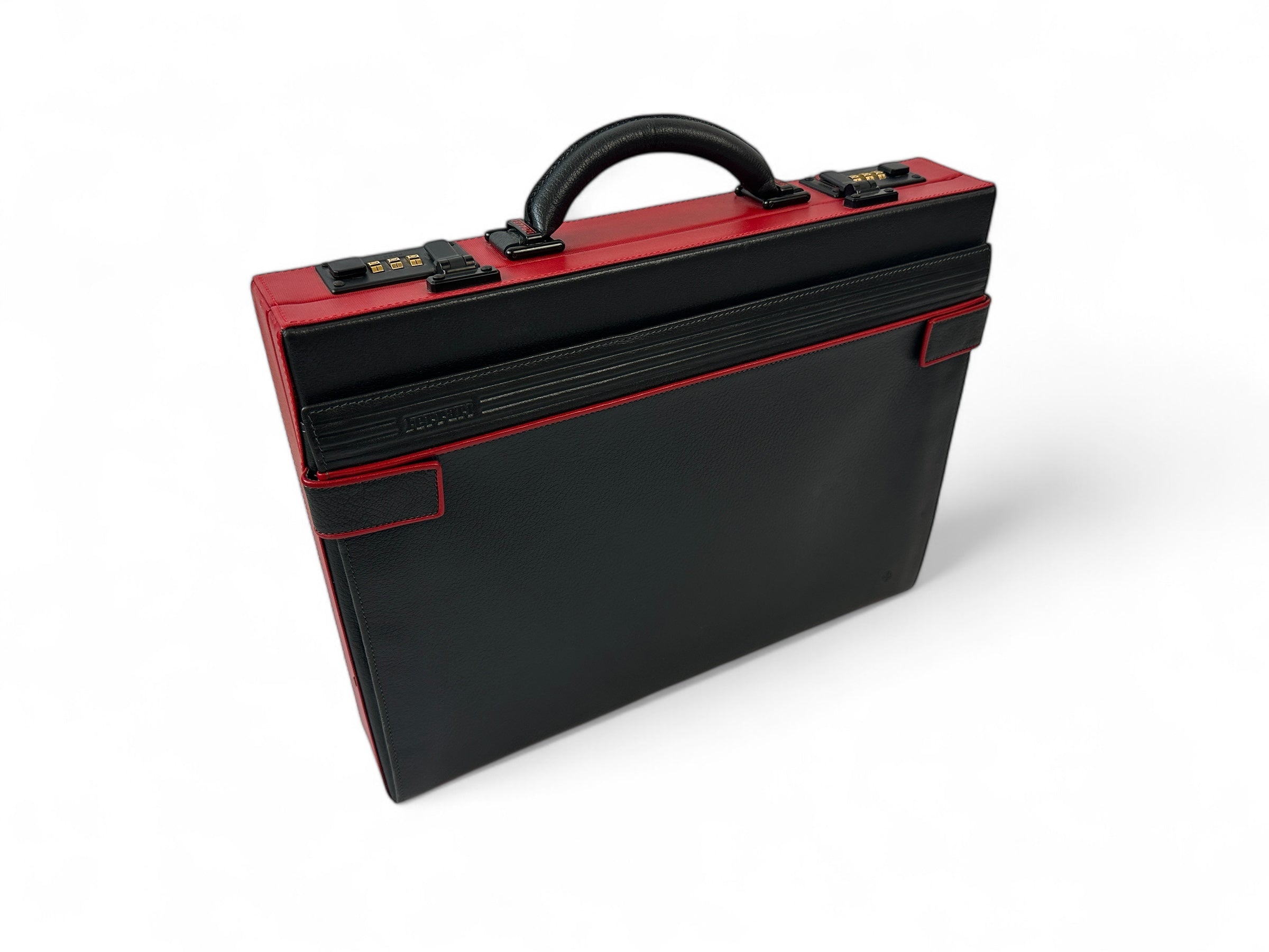 Ferrari Formula Black, Red Leather Business Briefcase, Suitcase– Cartier Series