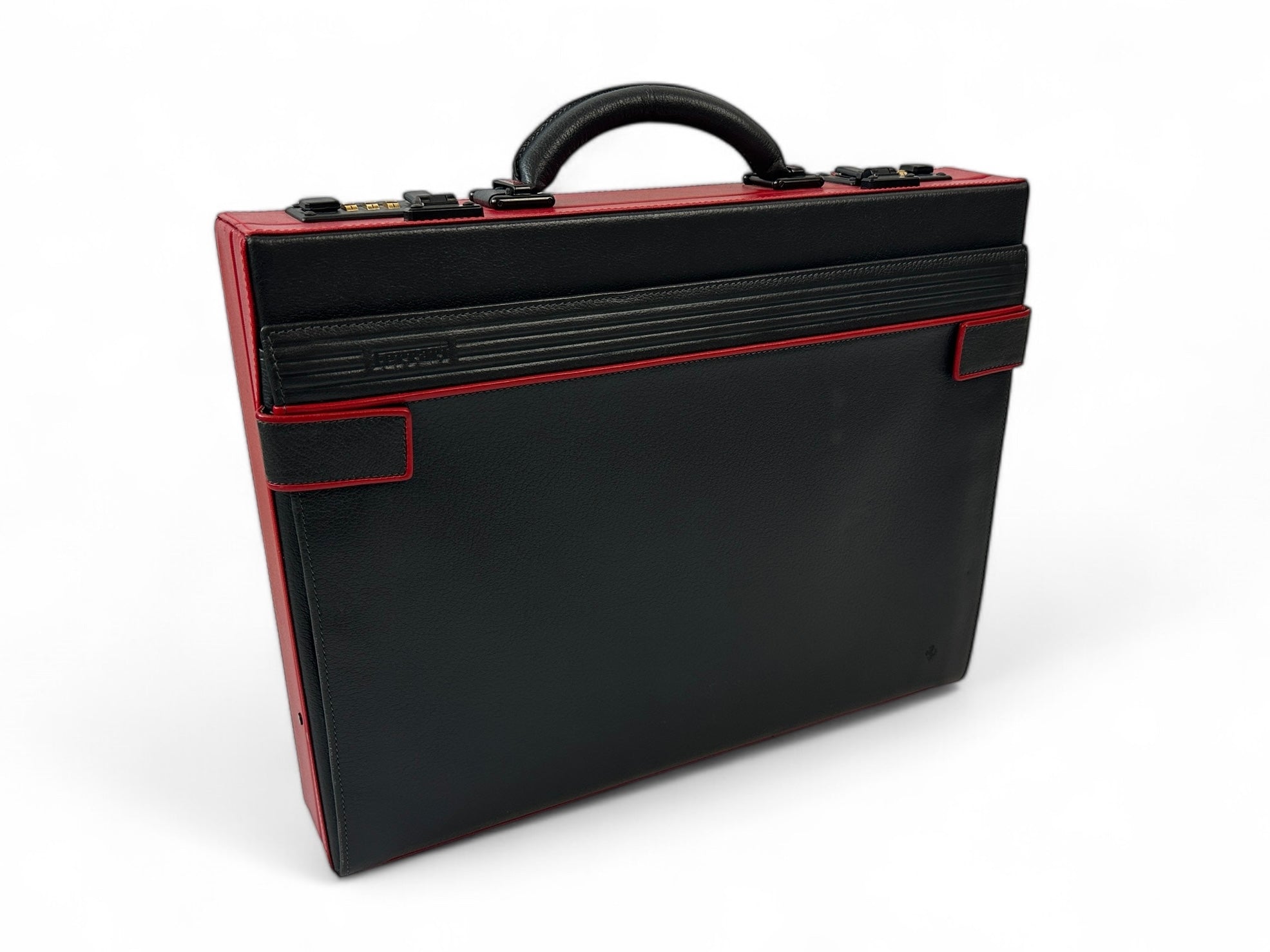 Ferrari Formula Black, Red Leather Business Briefcase, Suitcase– Cartier Series