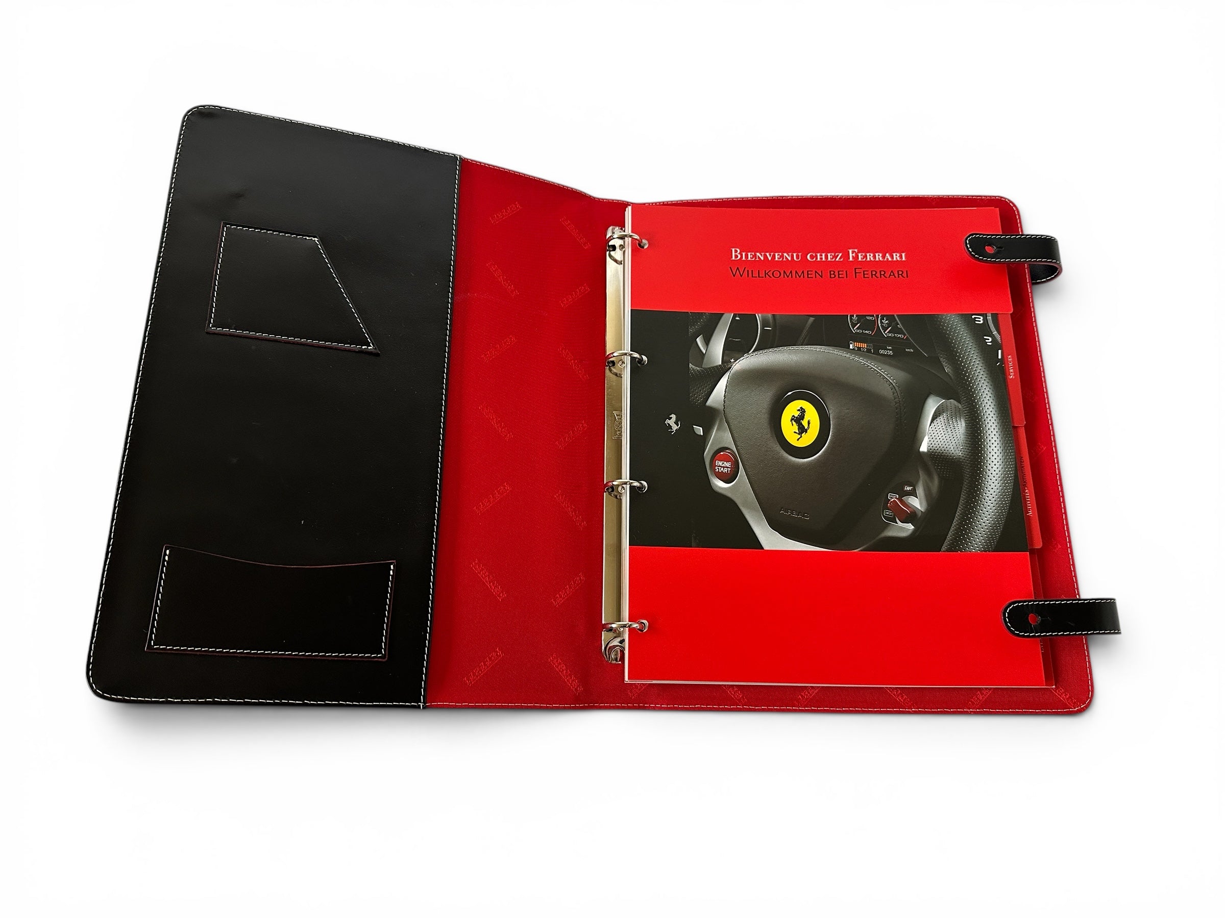 Ferrari レザー カタログケース 黒 取説 保証書 入れ Ferrari Black Leather Welcome Kit, Organizer - Welcome To Ferrari - Of