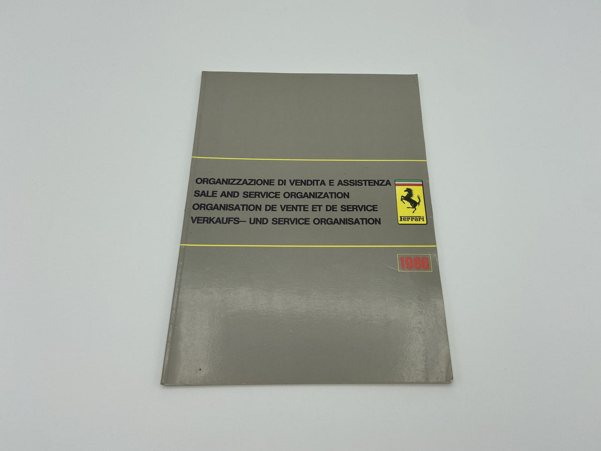Ferrari 1986 Dealer Directory/ Sale and Service Organization #408/86