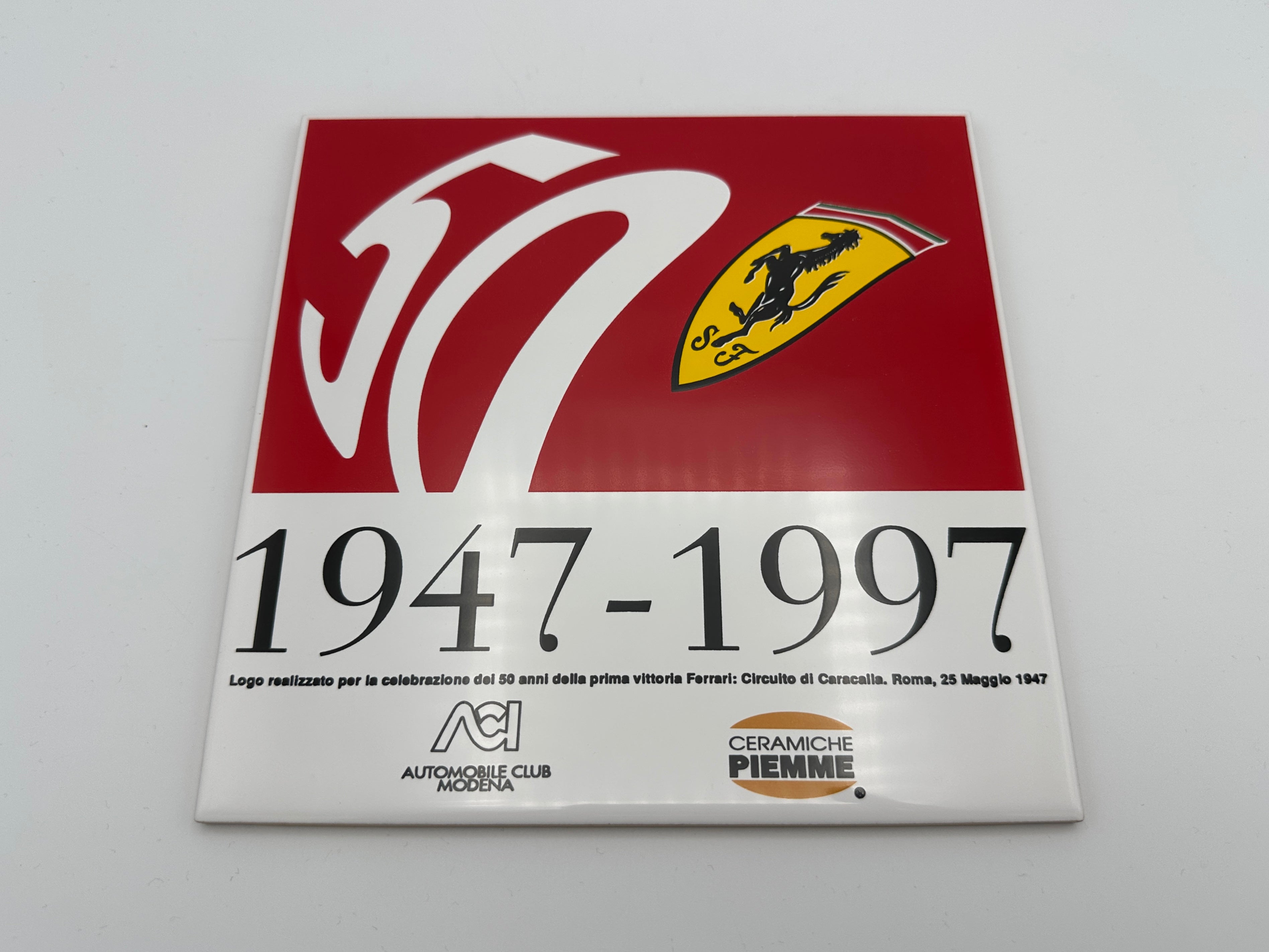 Ferrari 50th Anniversary Commemorative Plaque, Ceramic Tile - Official