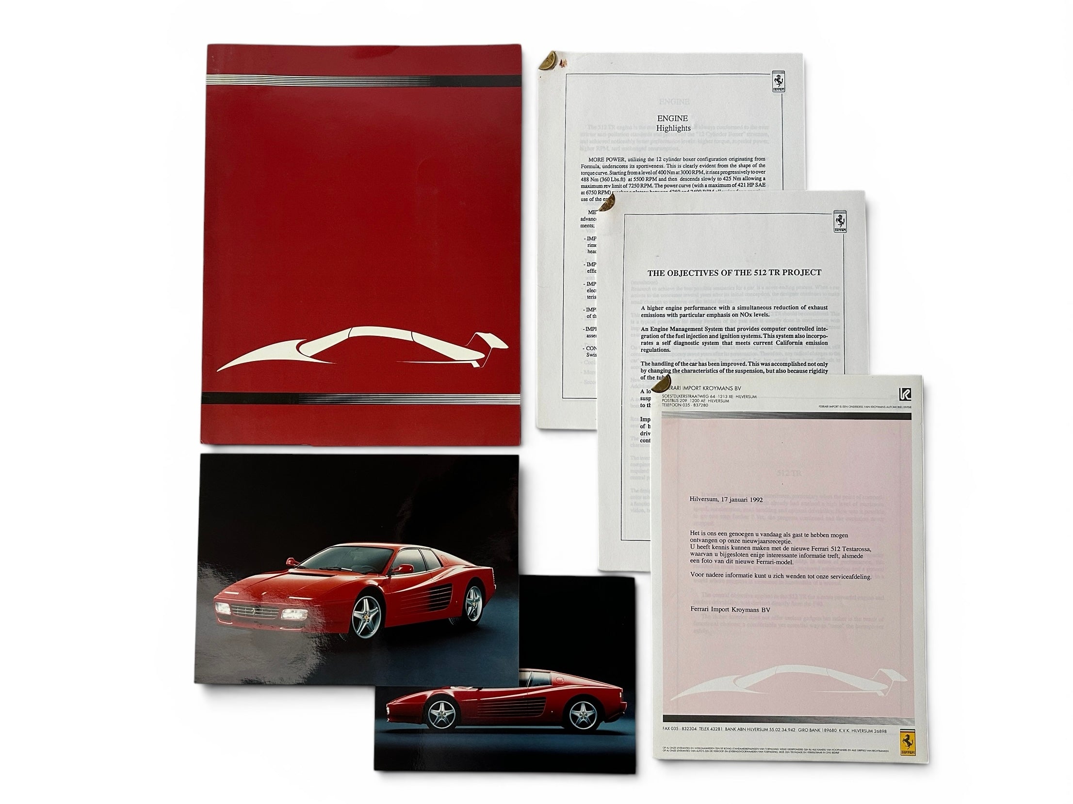 Ferrari 512TR Testarossa Introduction Press Release – 1992 – Kroymans Import