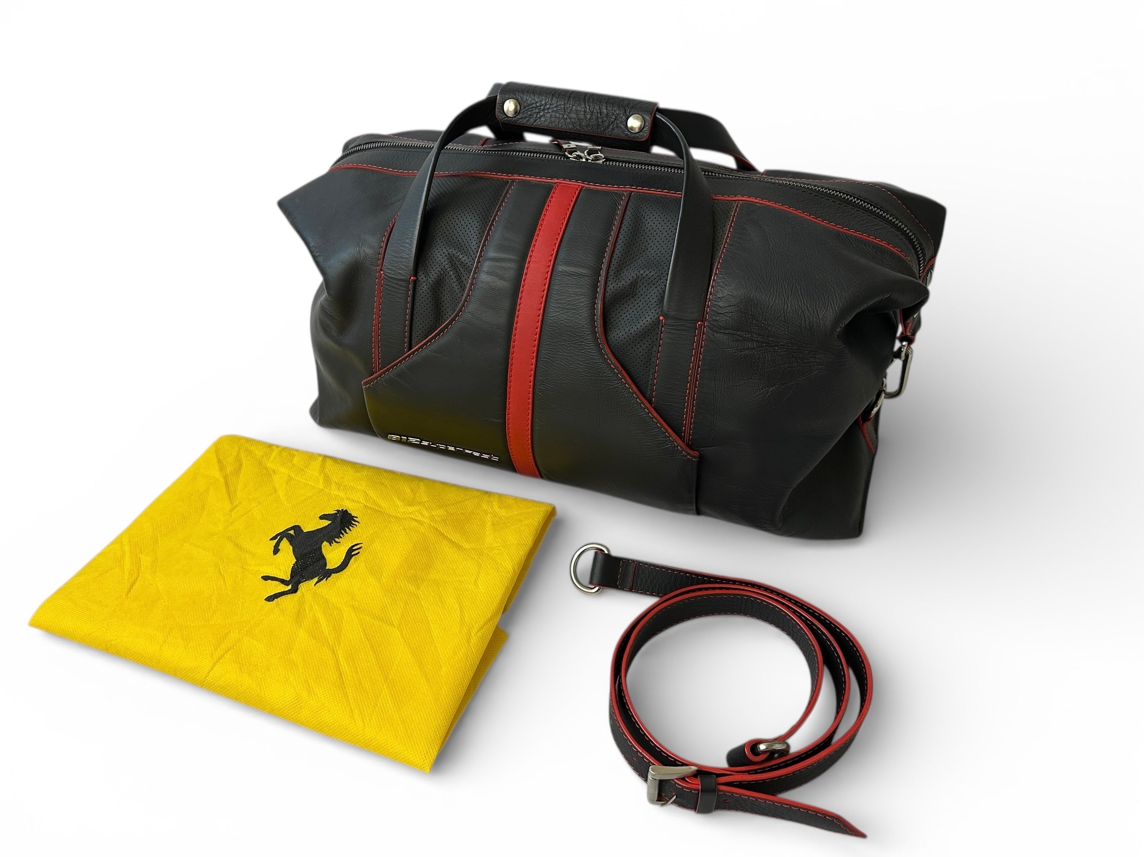 Ferrari 812 Superfast Black Leather Luggage Bag – Shoulder Bag