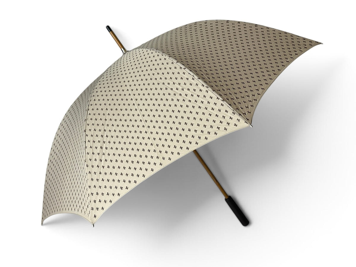 Ferrari Beige Umbrella with All Over Prancing Horse Logo - Official Lifestyle Accessory