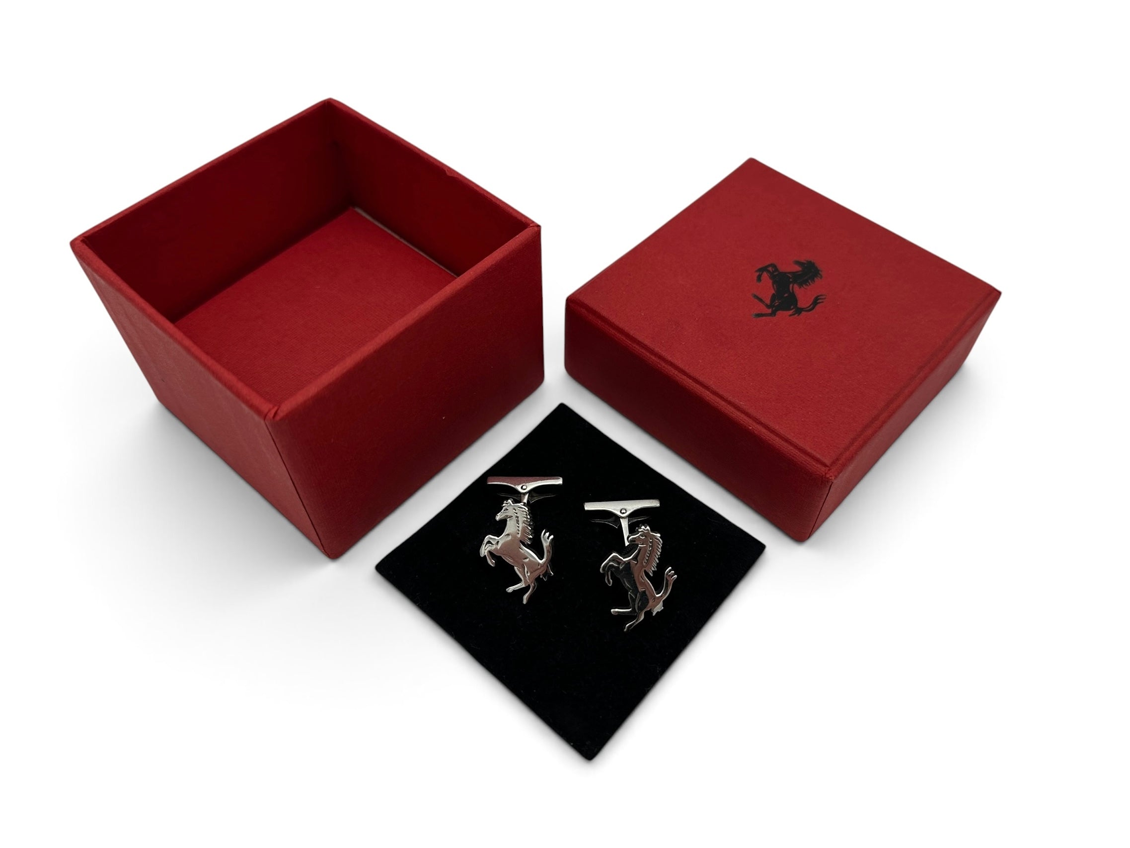 Ferrari Cavallino, Prancing Horse Logo Cufflinks 925 Silver - Official Accessory - In Box