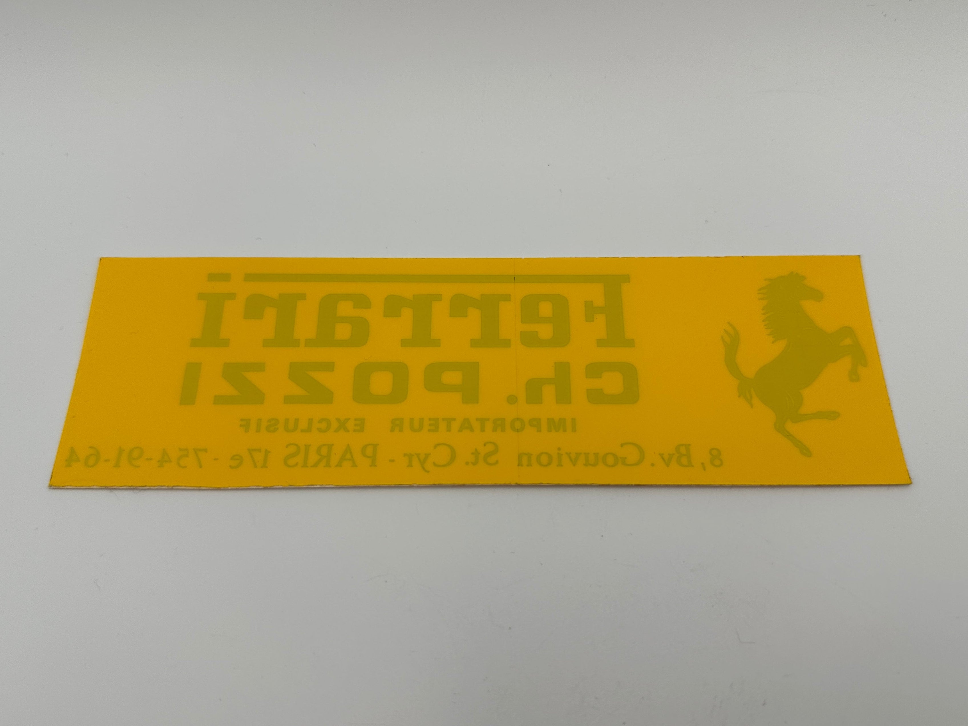 Ferrari Ch. Pozzi Dealership/Importer Rear Window Sticker - Paris France - 1970's