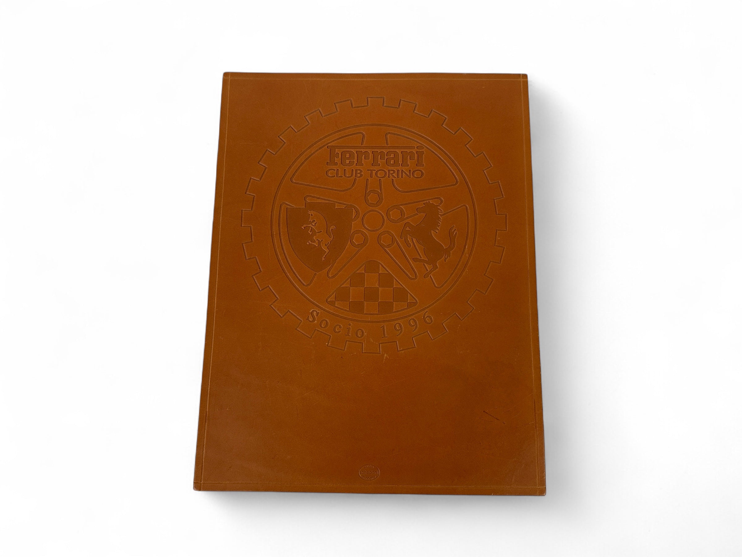 Ferrari Club Torino Schedoni Leather Plaque, Plate – Club of Italy – Socio 1996