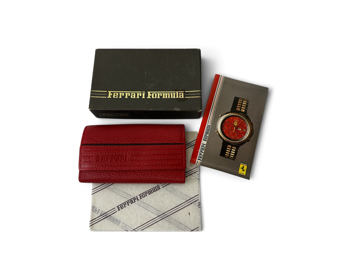 Ferrari Formula Accessory Range Red Leather Key Wallet, Keychain Pouch