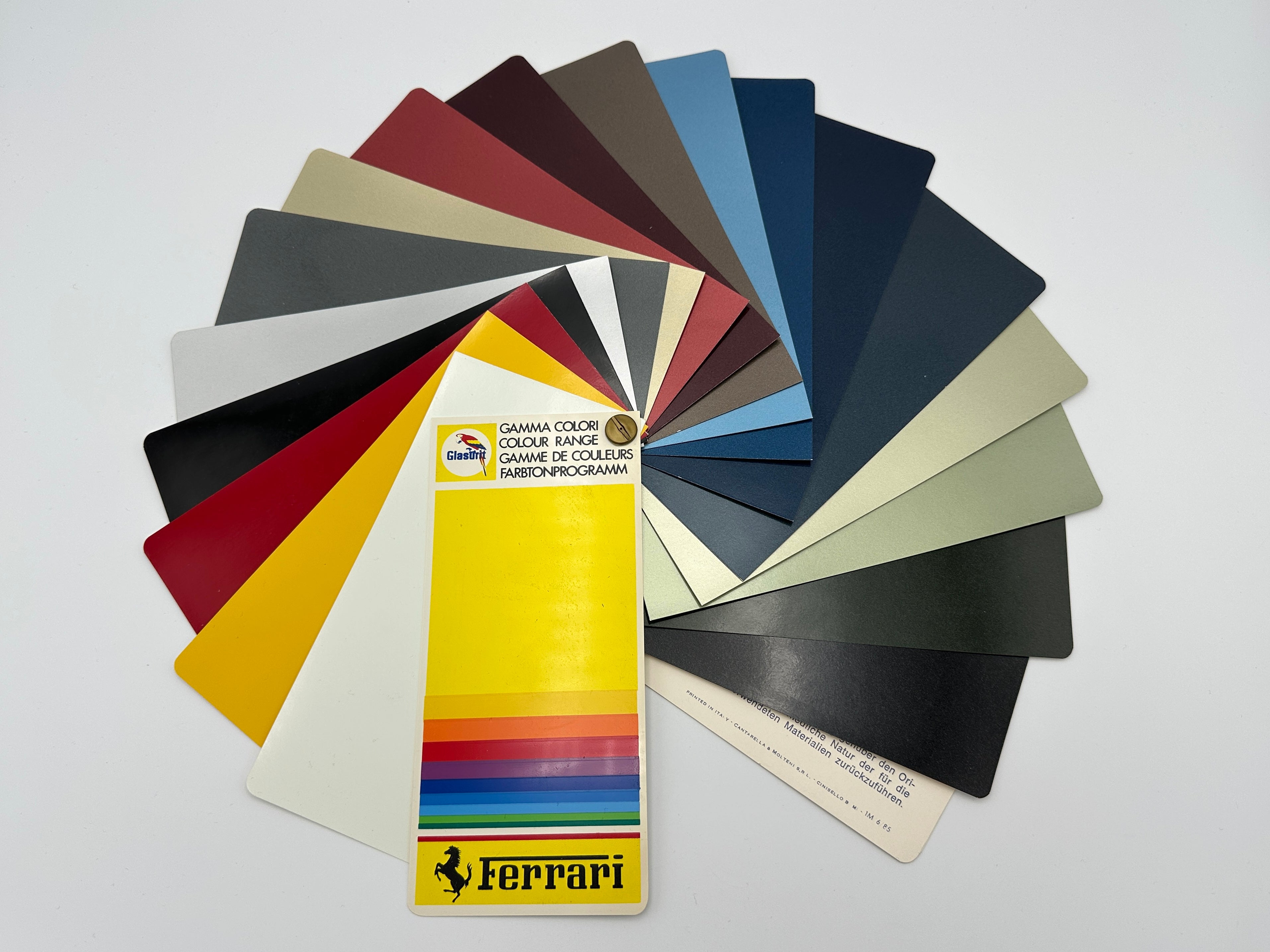 Ferrari Glasurit Color, Colour Range Sample Swatch - Paint Sample Brochure - 1M/6/85 - 1985