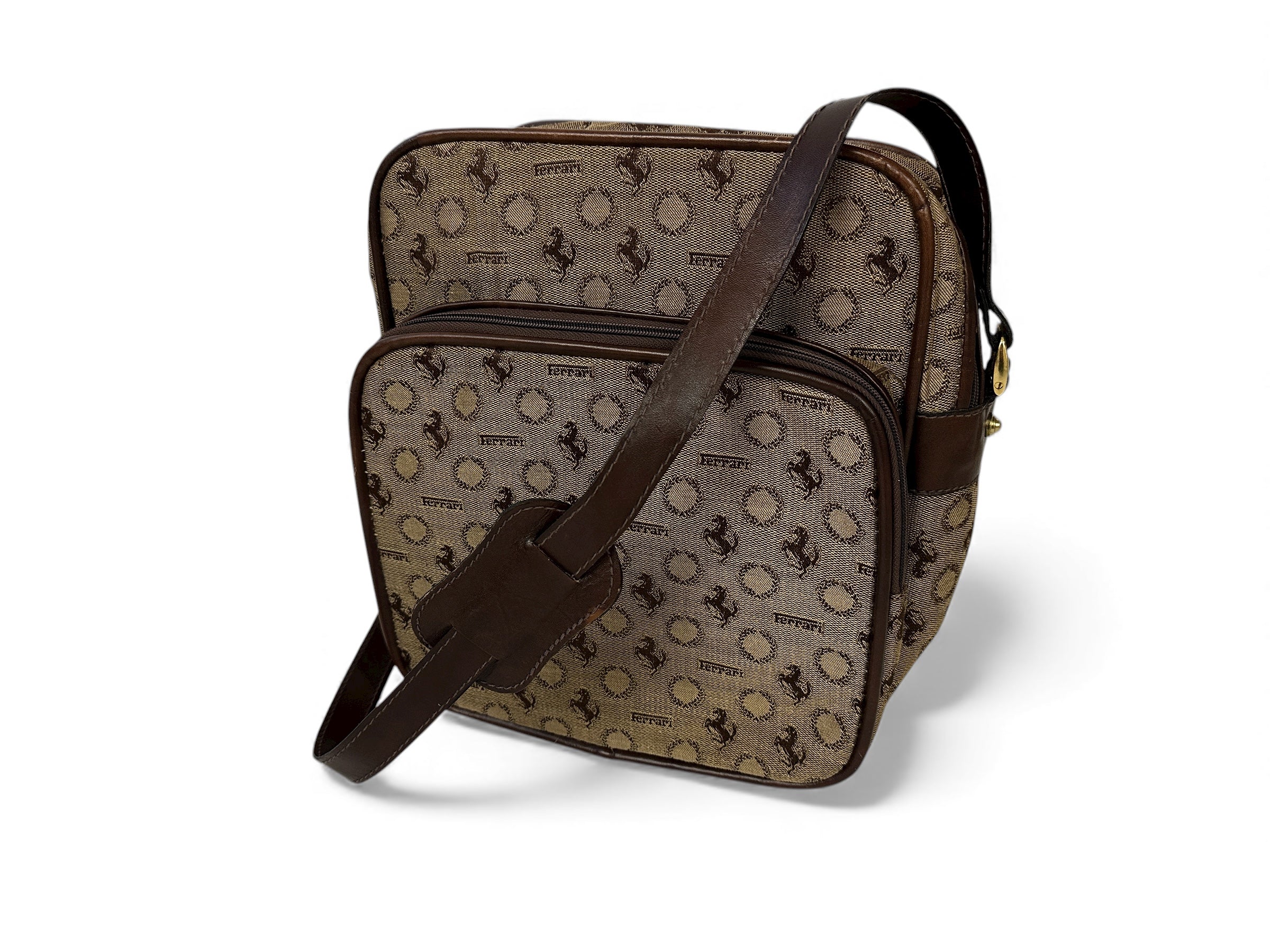 Ferrari Italstyle Cavallino Laurel Wreath Cloth Shoulder Bag - Luggage Bag – Made in Italy 