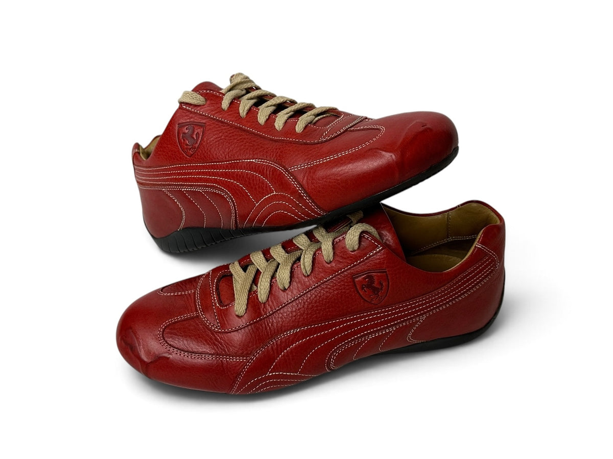 Ferrari Puma By Schedoni Red Leather Sport Shoes, Sneakers - Limited Exclusive Accessory - Size 39