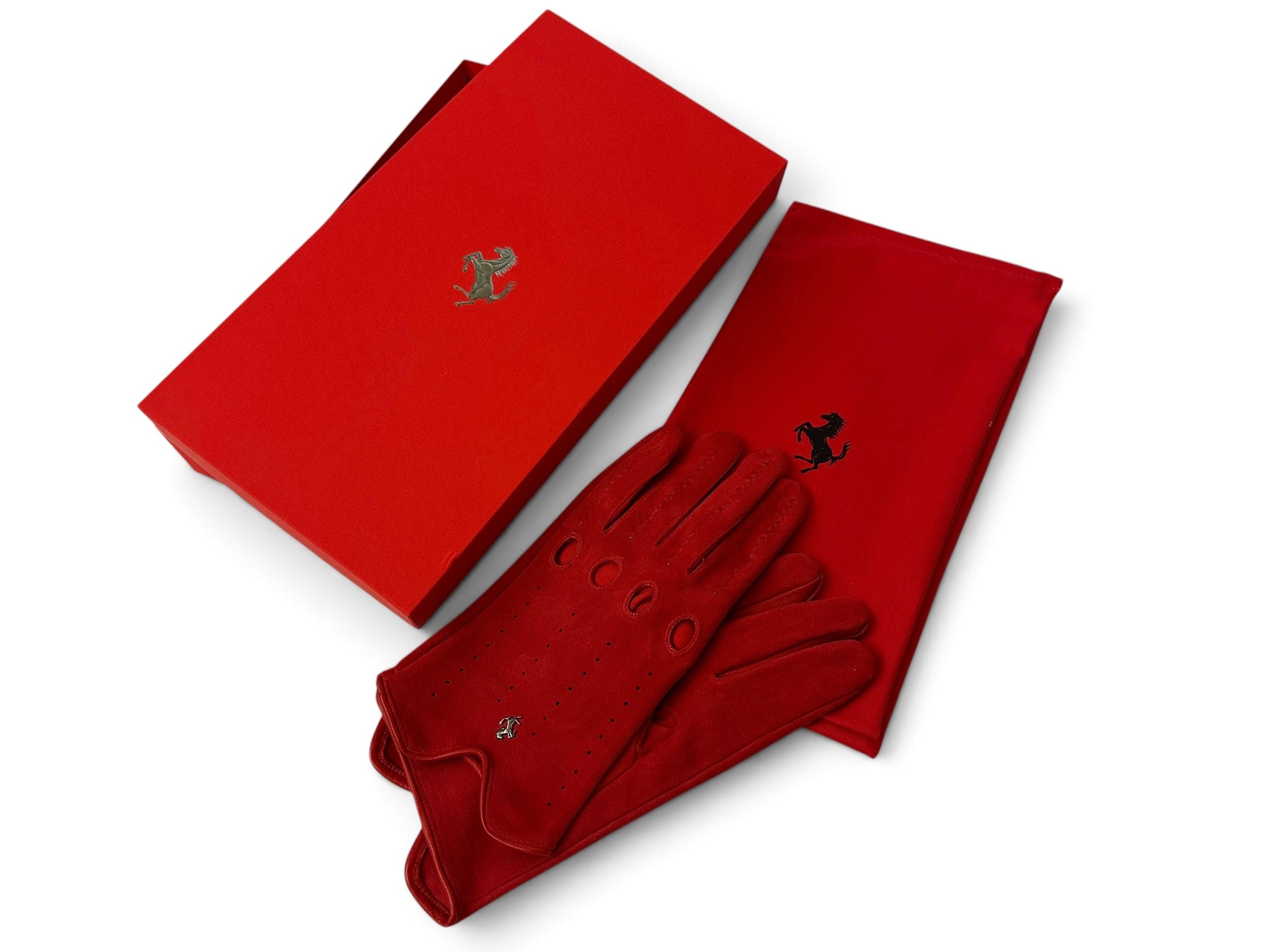 Ferrari Red Suede Leather Driving Gloves - Size M - Official Merchandise