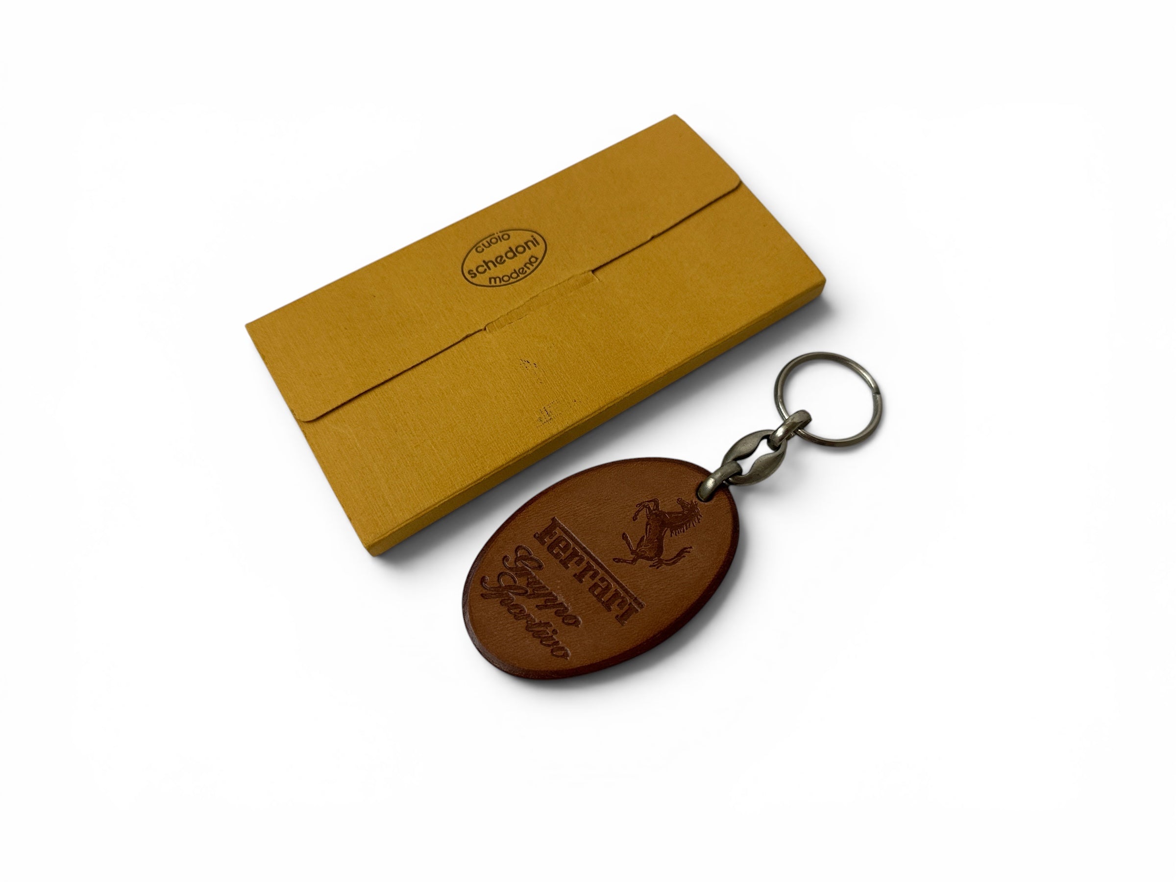 Ferrari Schedoni Cuoio Leather Keychain, Keyfob - Gruppo Sportivo 1990 - In Box