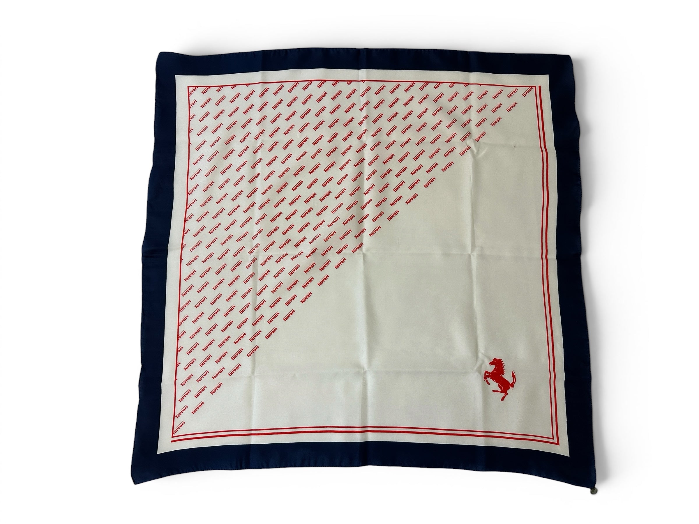 Ferrari Silk Head Scarf, Shawl, Foulard - Blue with Red Logos - Original Accessory