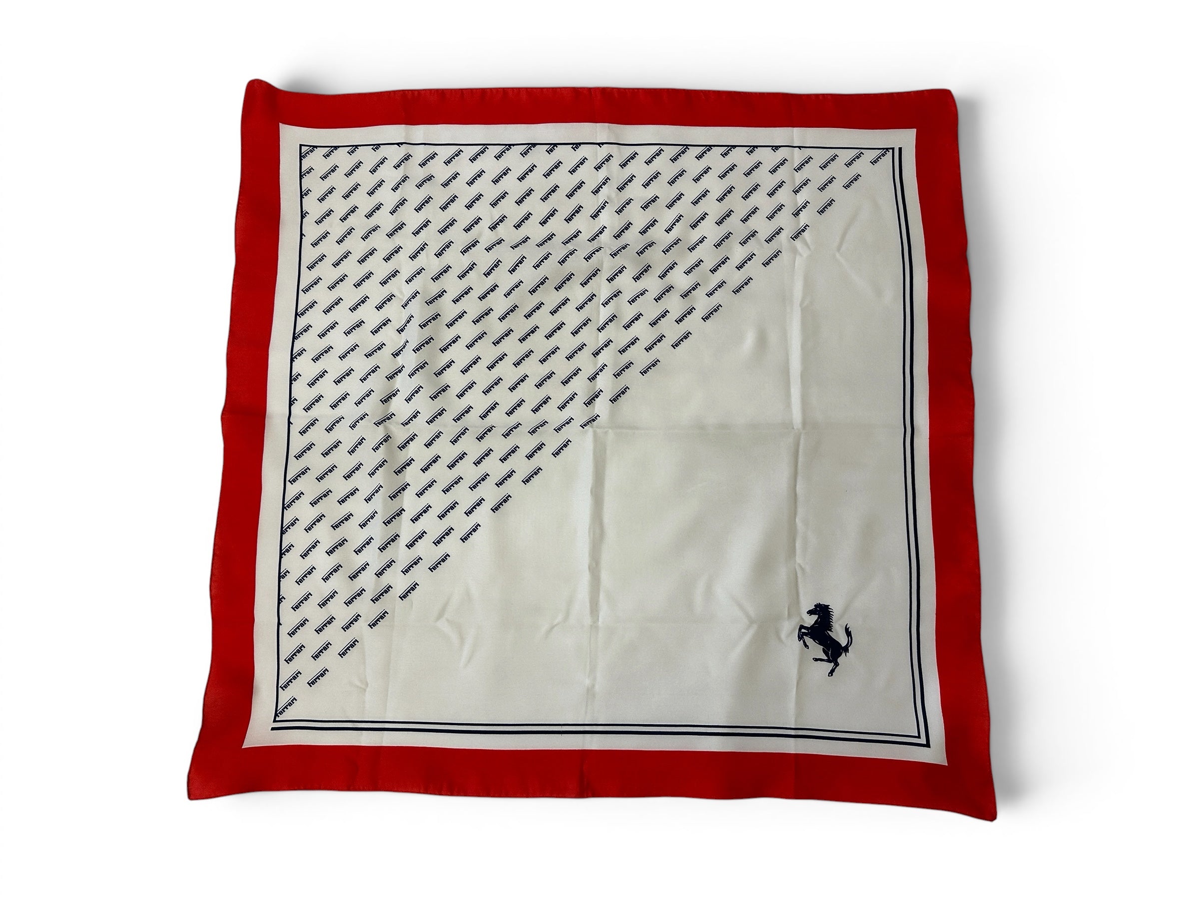 Ferrari Silk Head Scarf, Shawl, Foulard - Red with Blue Logos - Original Accessory