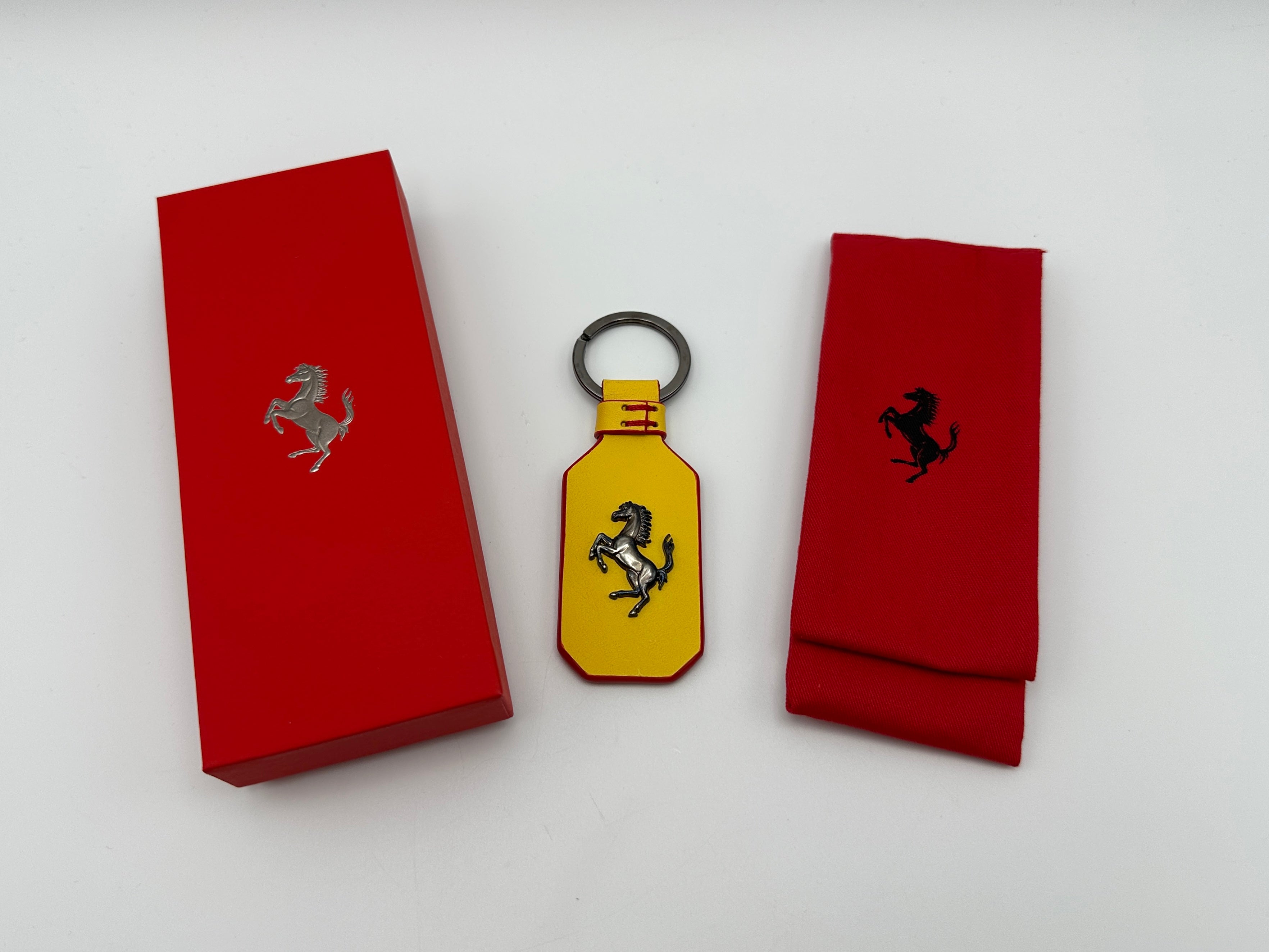 Ferrari Yellow Leather Keychain, Keyfob with Prancing Horse - Official Accessory