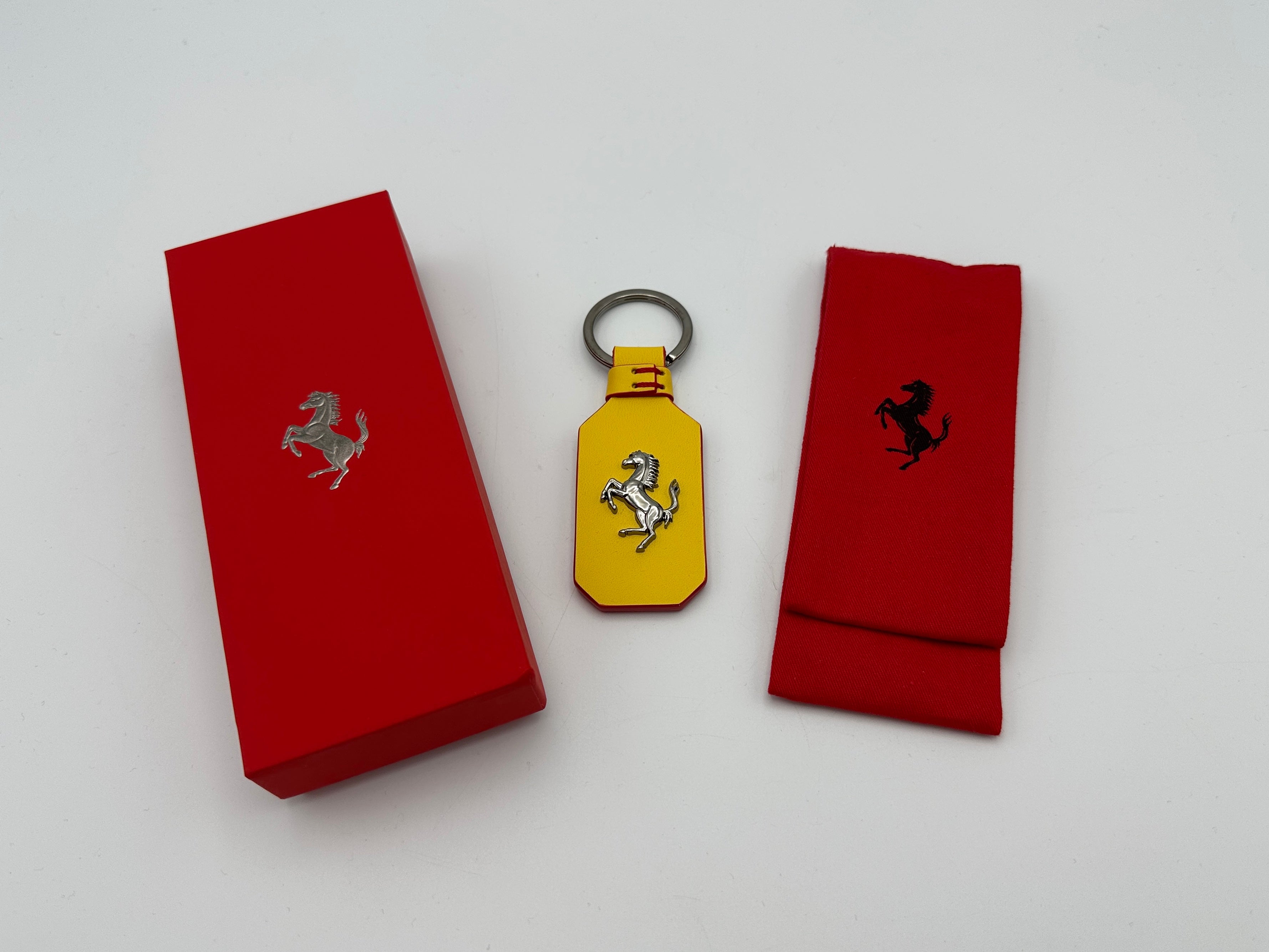 Ferrari Yellow Leather Keychain, Keyfob with Prancing Horse - Official Accessory