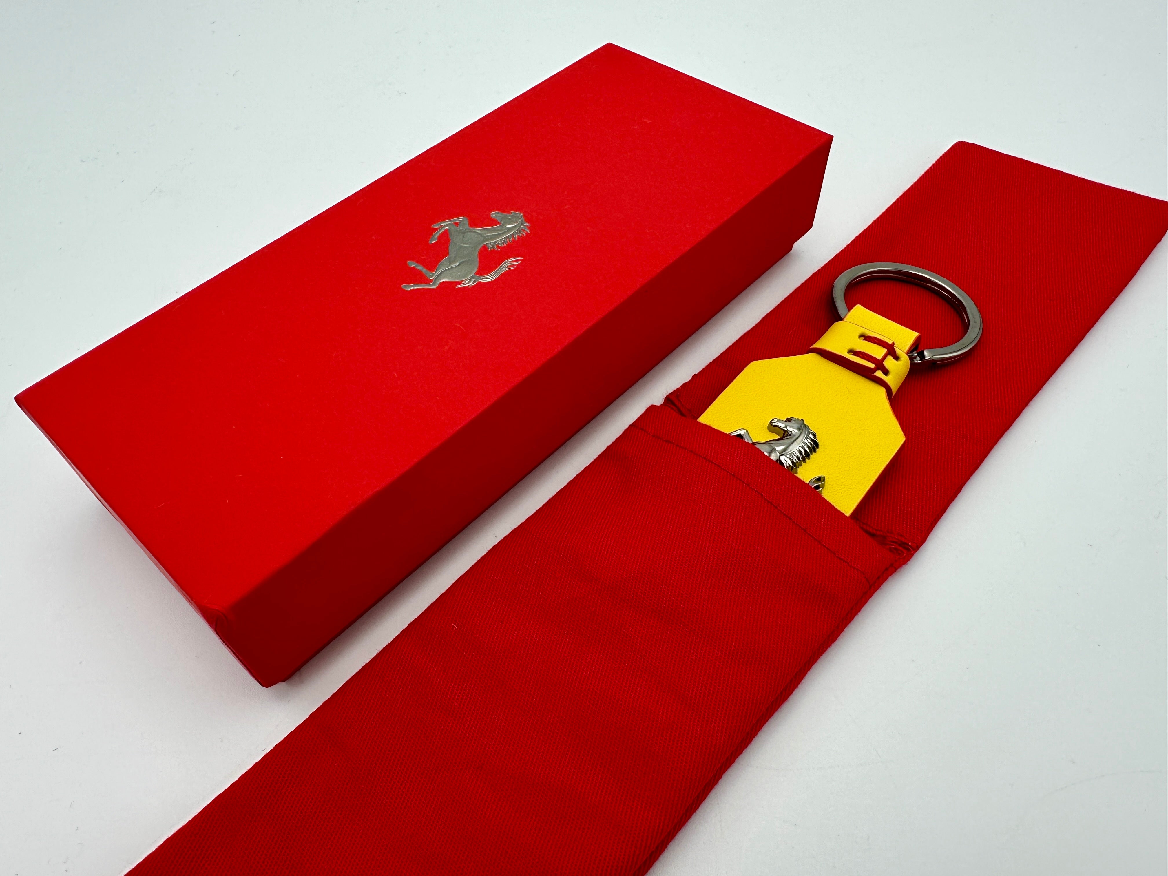 Ferrari Yellow Leather Keychain, Keyfob with Prancing Horse - Official Accessory