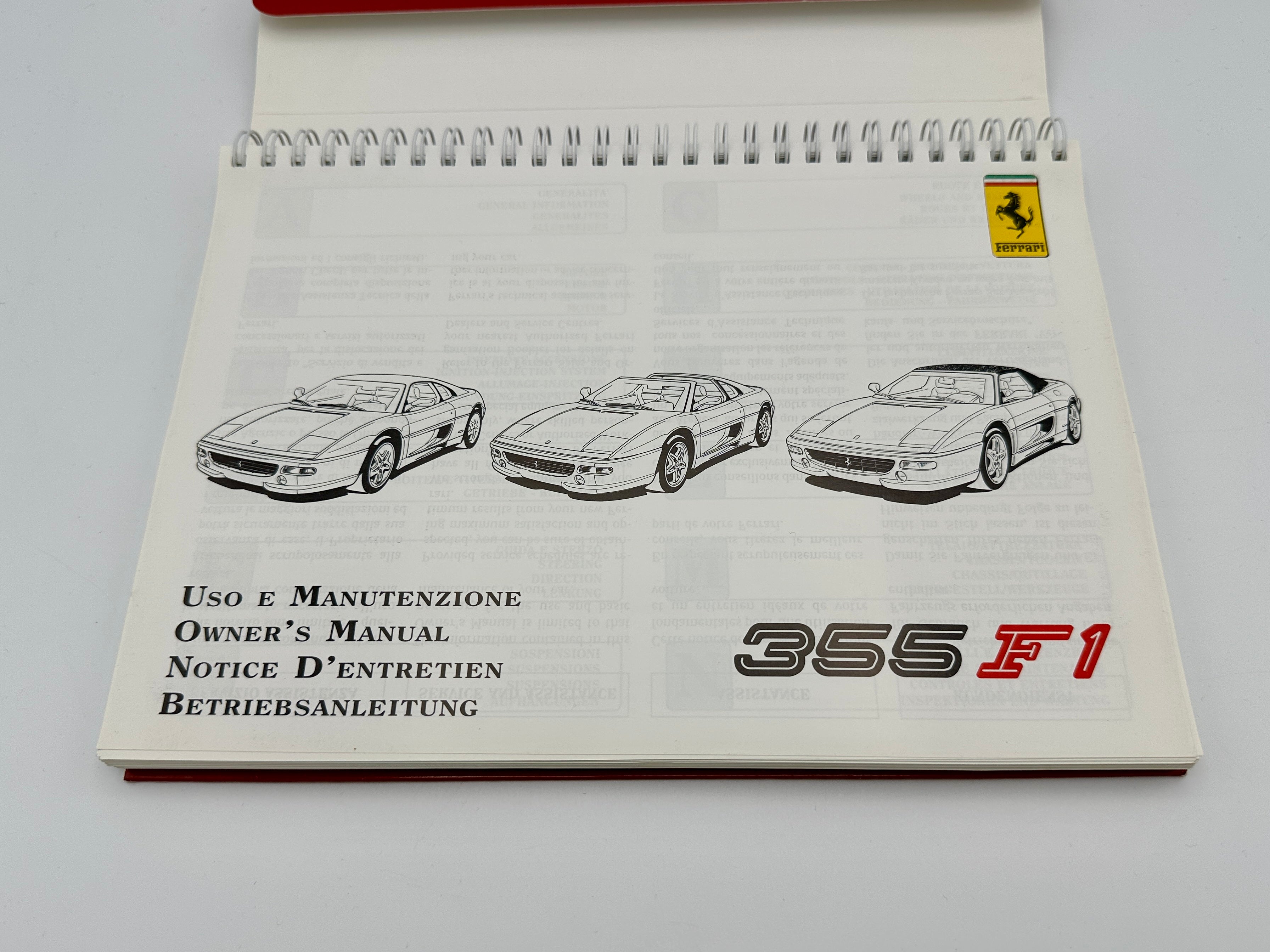 Ferrari 355 F1 Berlinetta, GTS & Spider Owners Manual #1391/98 - 1998