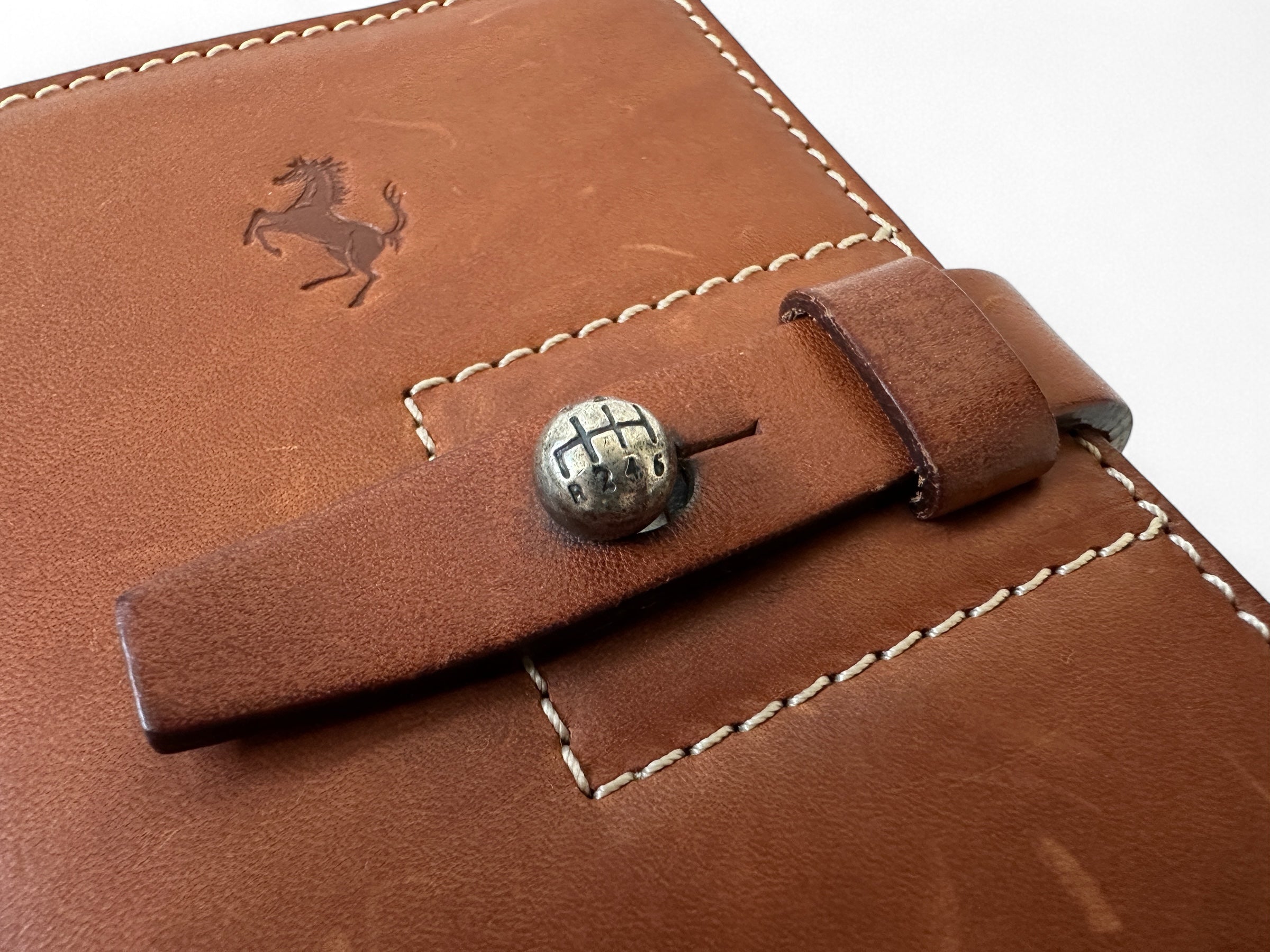 Ferrari Leather Pocket Agenda, Organizer - Silver Gear Knob Closure - Official Accessory