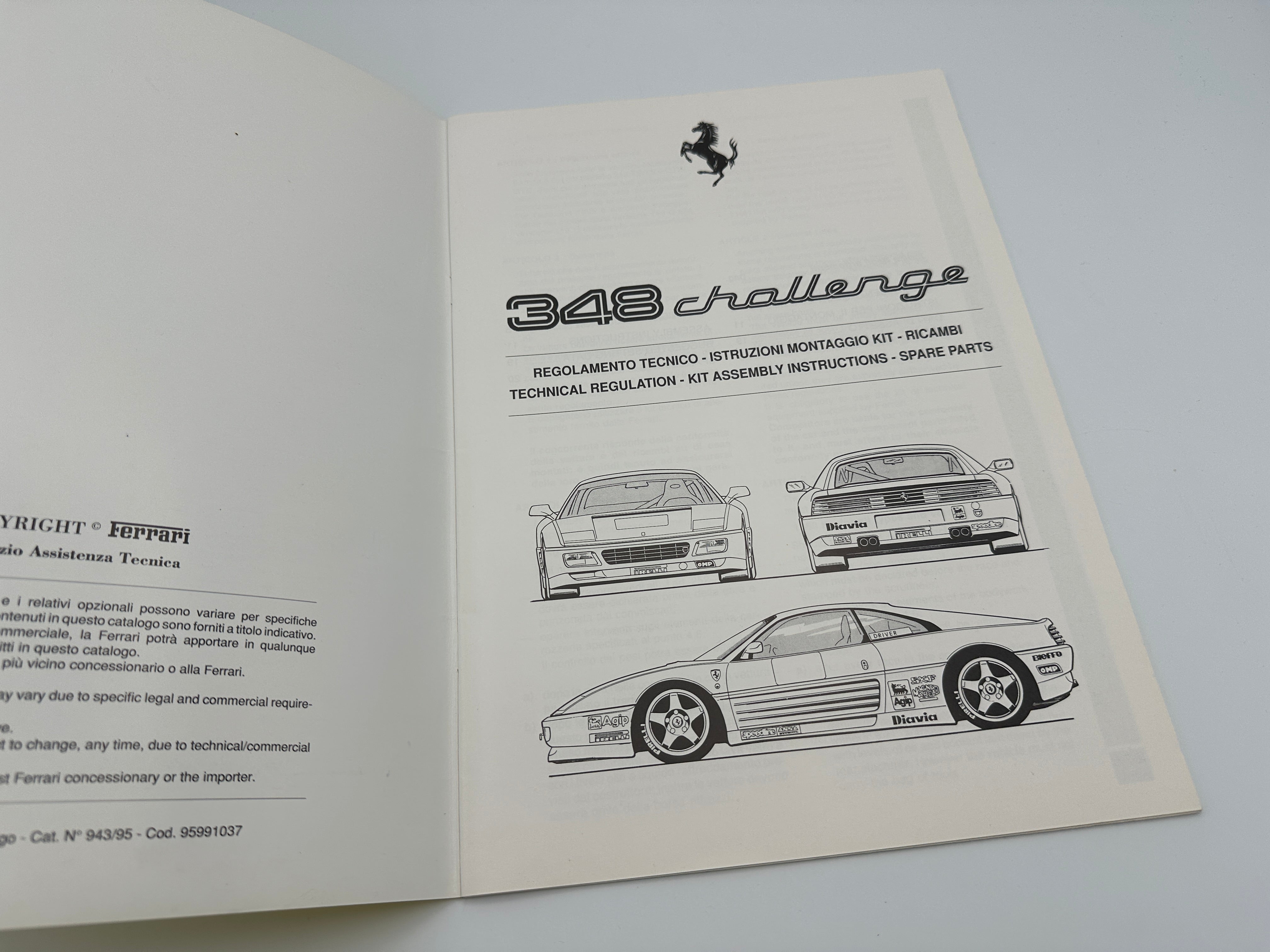 Ferrari 348 Challenge Spare Parts Catalogue #943/95 - 95991037 - 1995