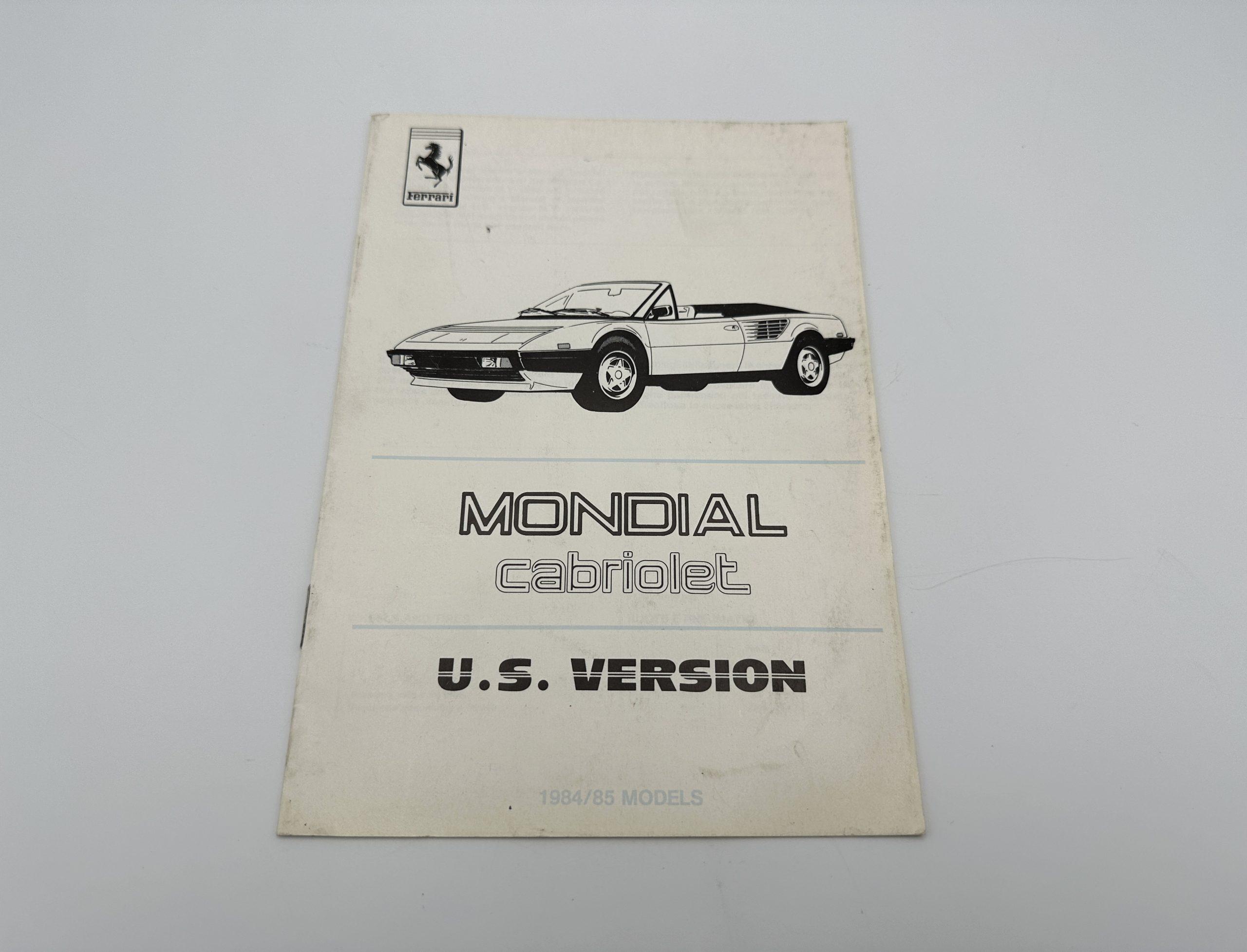 Ferrari Mondial Cabriolet Additional Instructions For U.S.Version – Owner’s Manual #300/85 – 1984/1985