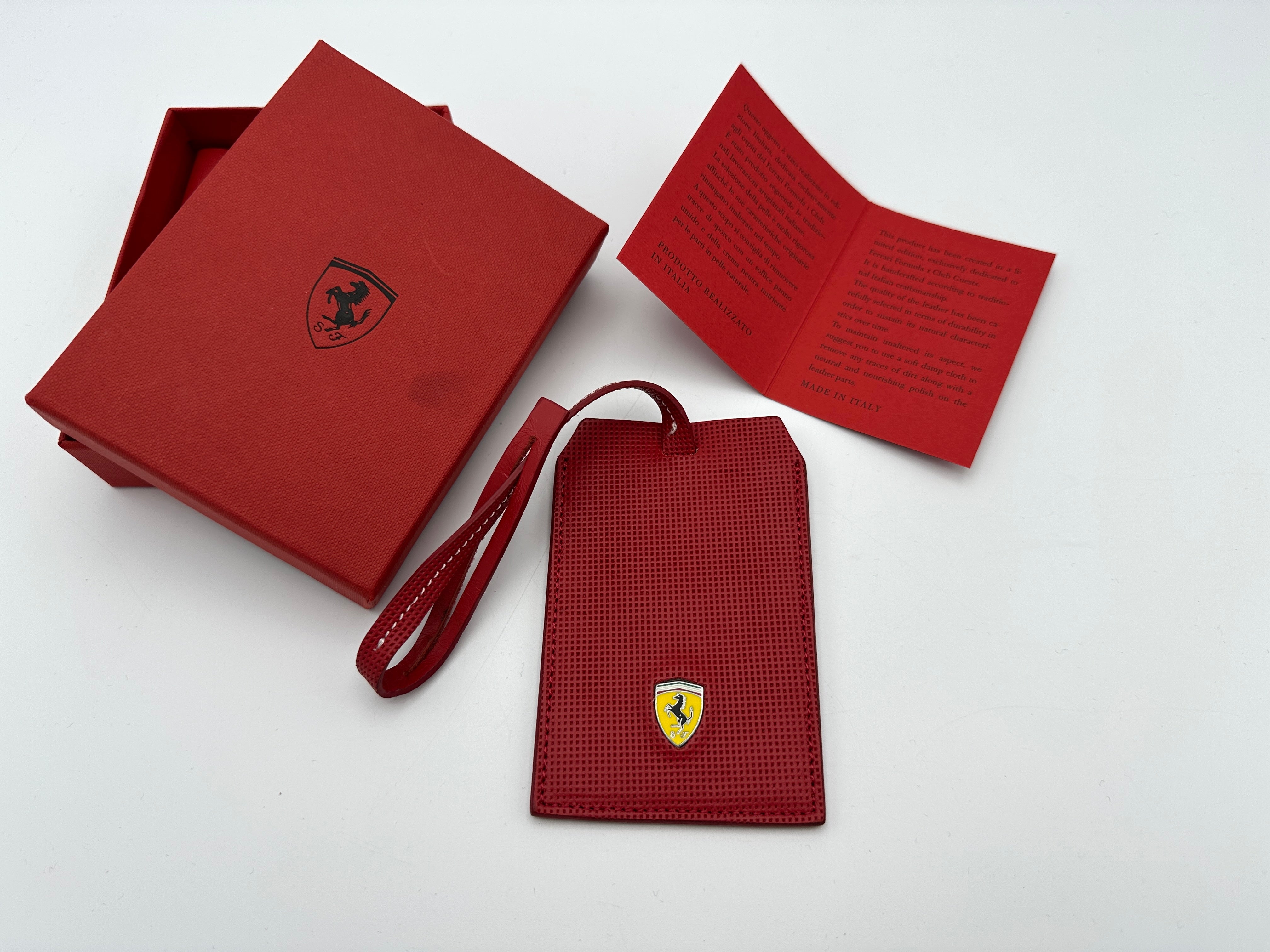 Ferrari Red Leather Luggage Tag - Ferrari F1 Club - Limited