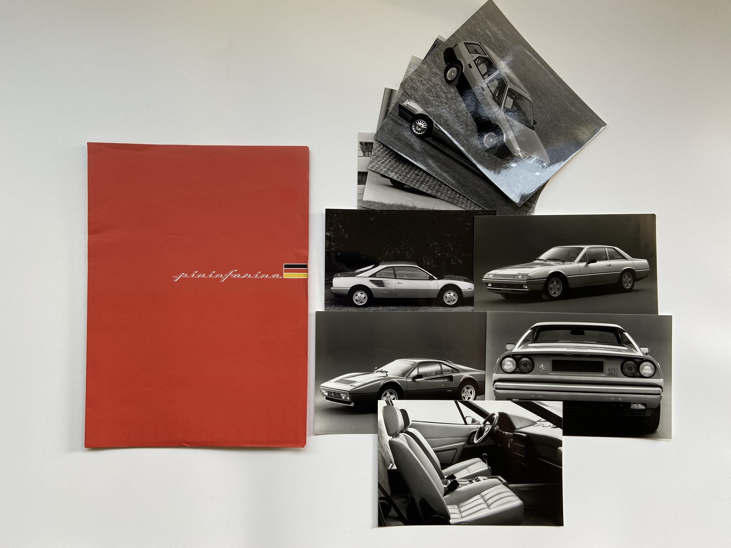 Ferrari 328 GTB/GTS, Mondial, 412, Testarossa Pininfarina Press Kit Brochure 1985 - German