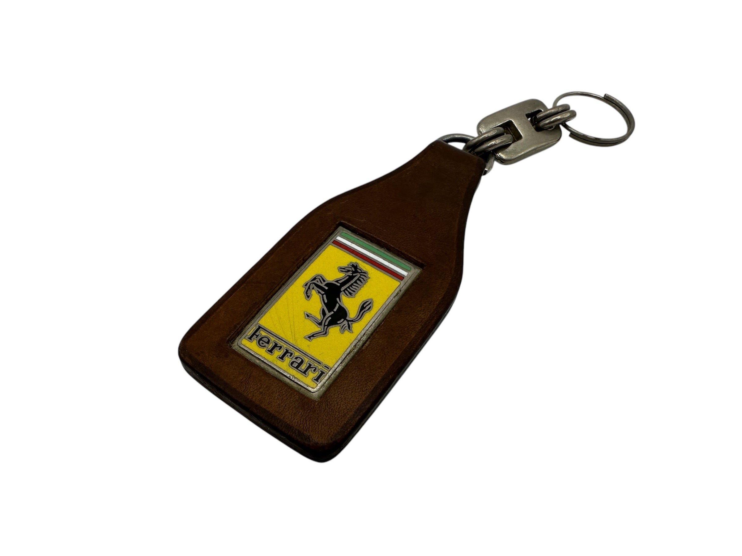 Ferrari Schedoni Leather Keychain, Keyfob, Prancing Horse Logo - Club Gilles Villeneuve