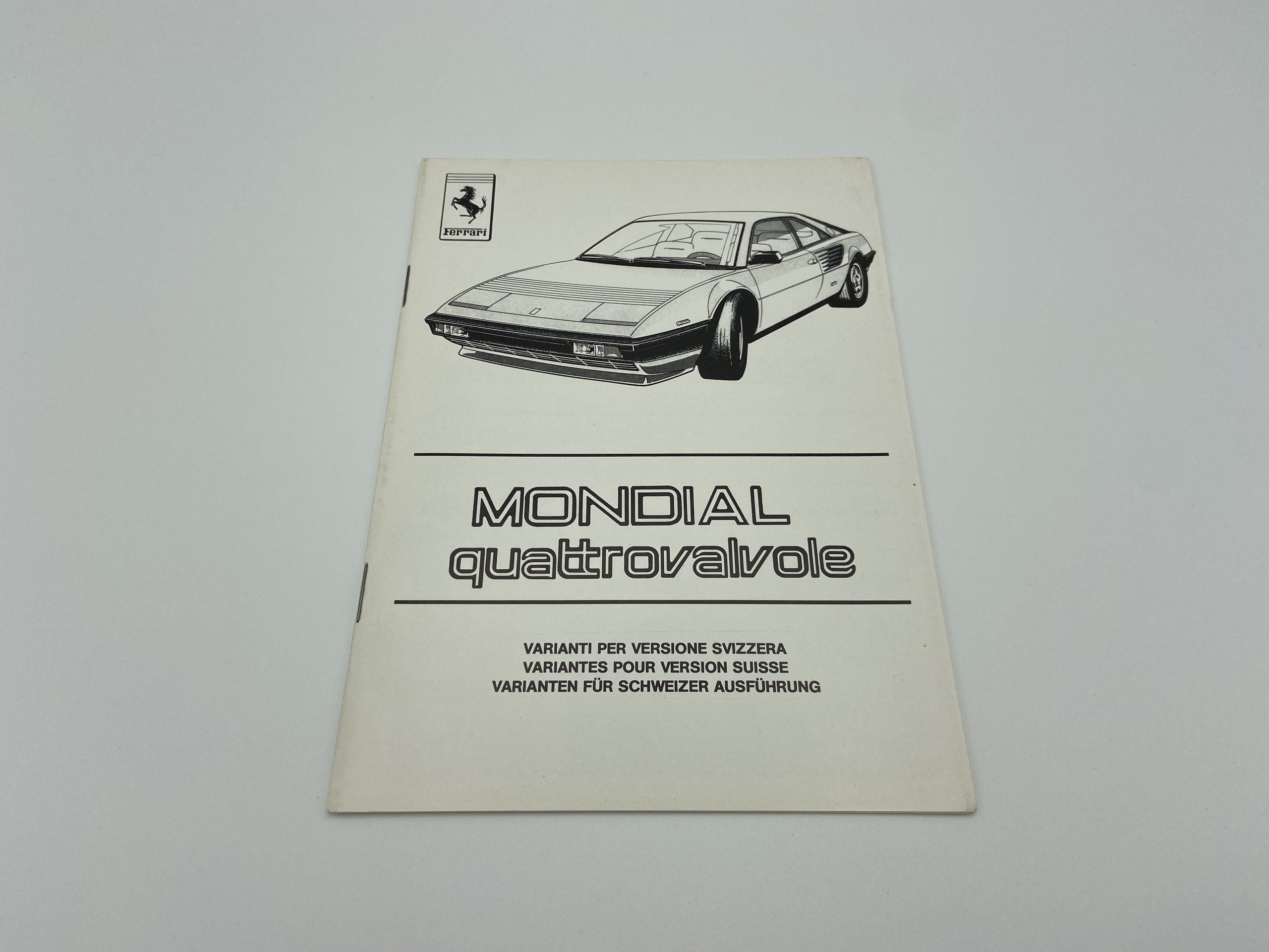 Ferrari Mondial Quattrovalvole Owner's Manual Supplement Swiss Version #285/83