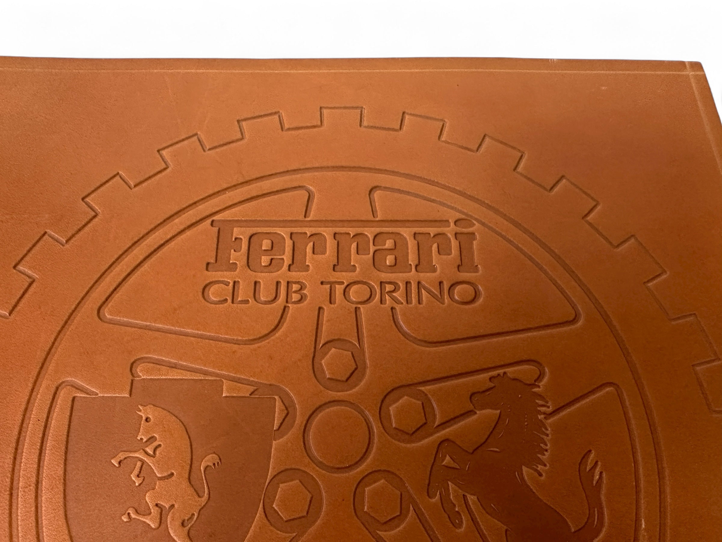 Ferrari Club Torino Schedoni Leather Plaque, Plate – Club of Italy – Socio 1996