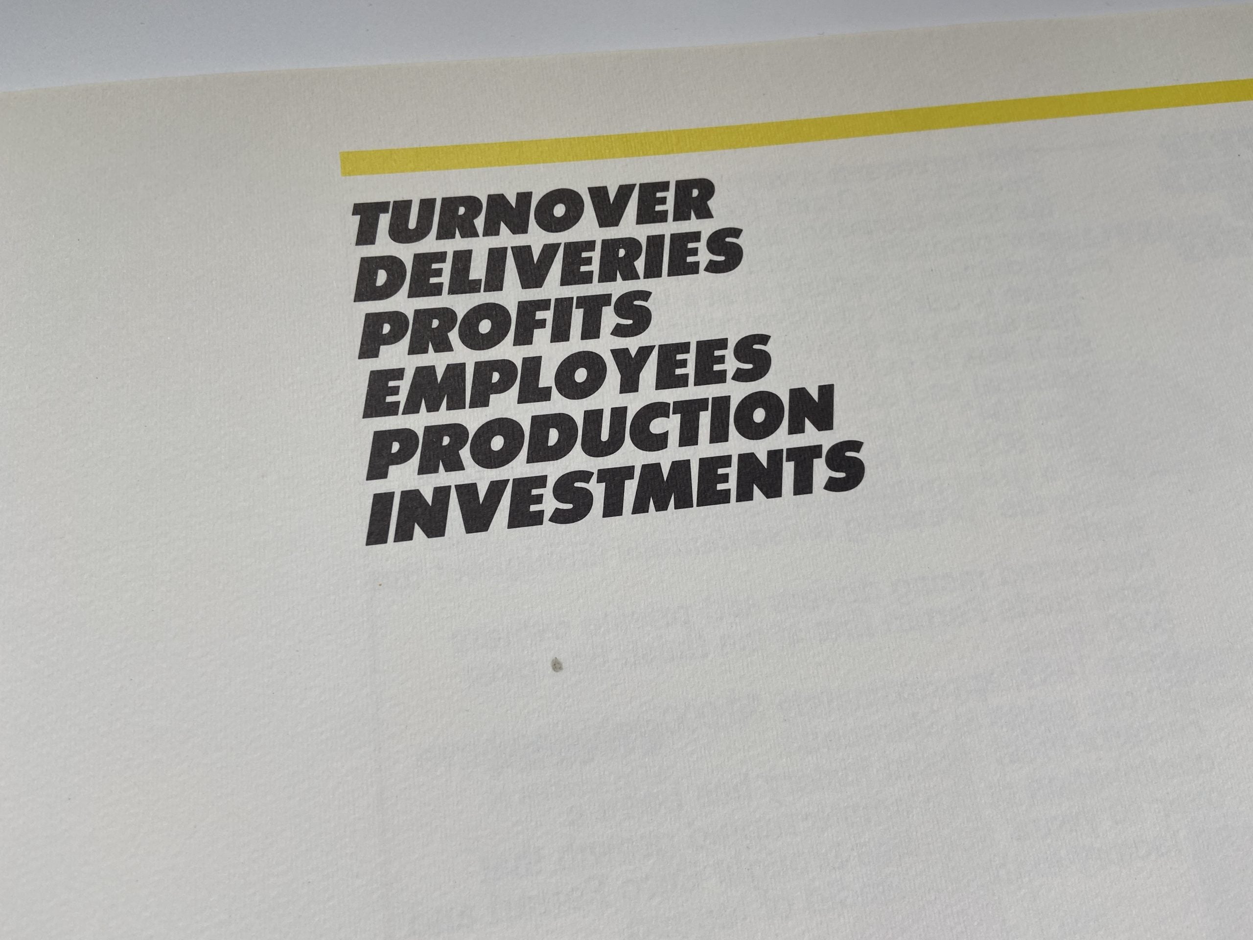 Ferrari Market Update Brochure, Investments, Production, Turnover #447/86 - 1986