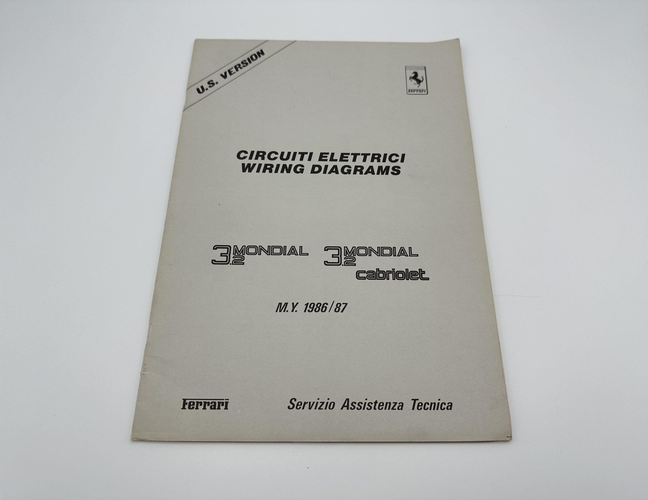 Ferrari Mondial 3.2 + Cabriolet U.S.Version Wiring Diagrams – Circuiti Elettrici #442/86 – MY 1986/87