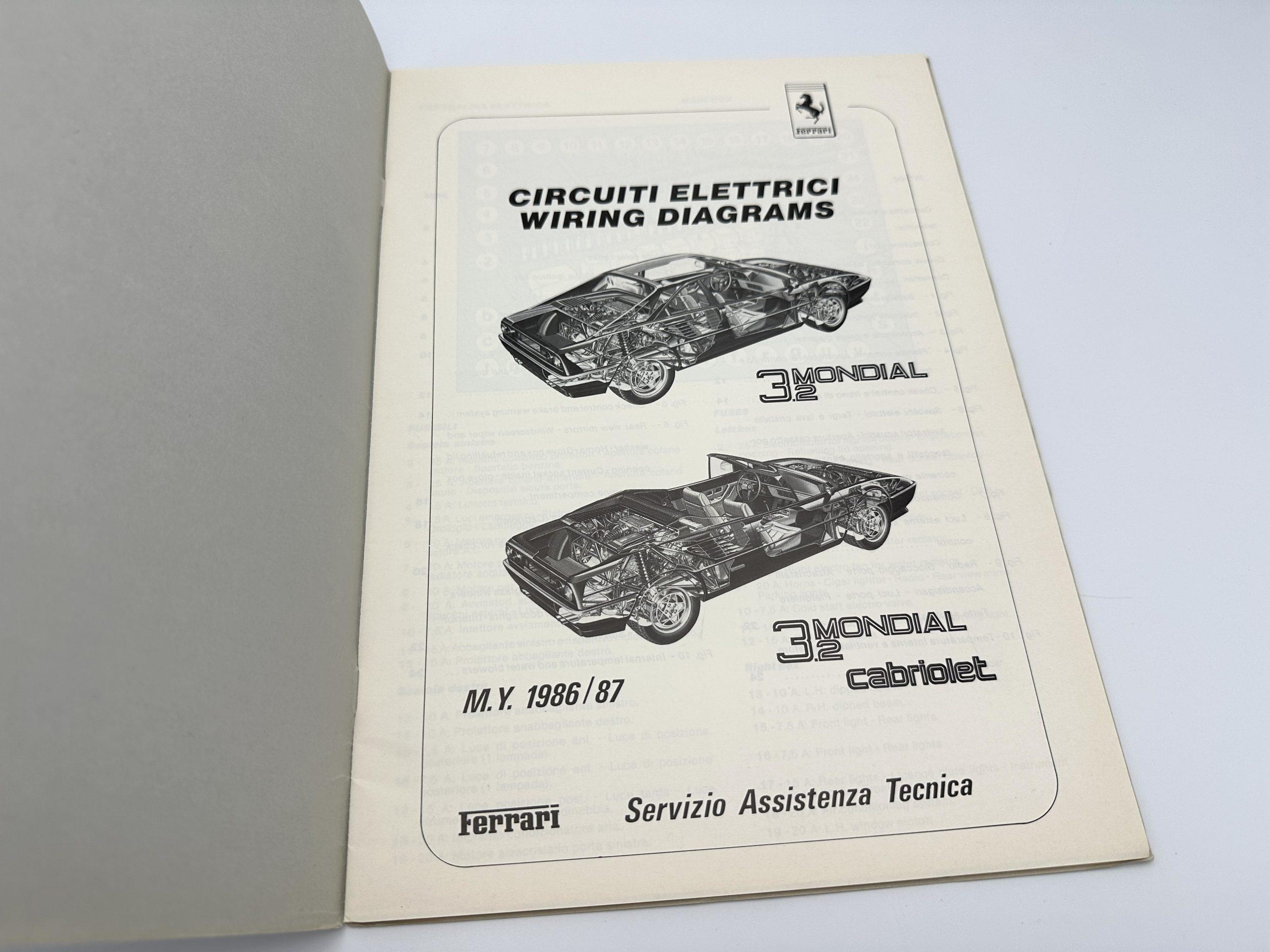 Ferrari Mondial 3.2 + Cabriolet U.S.Version Wiring Diagrams – Circuiti Elettrici #442/86 – MY 1986/87