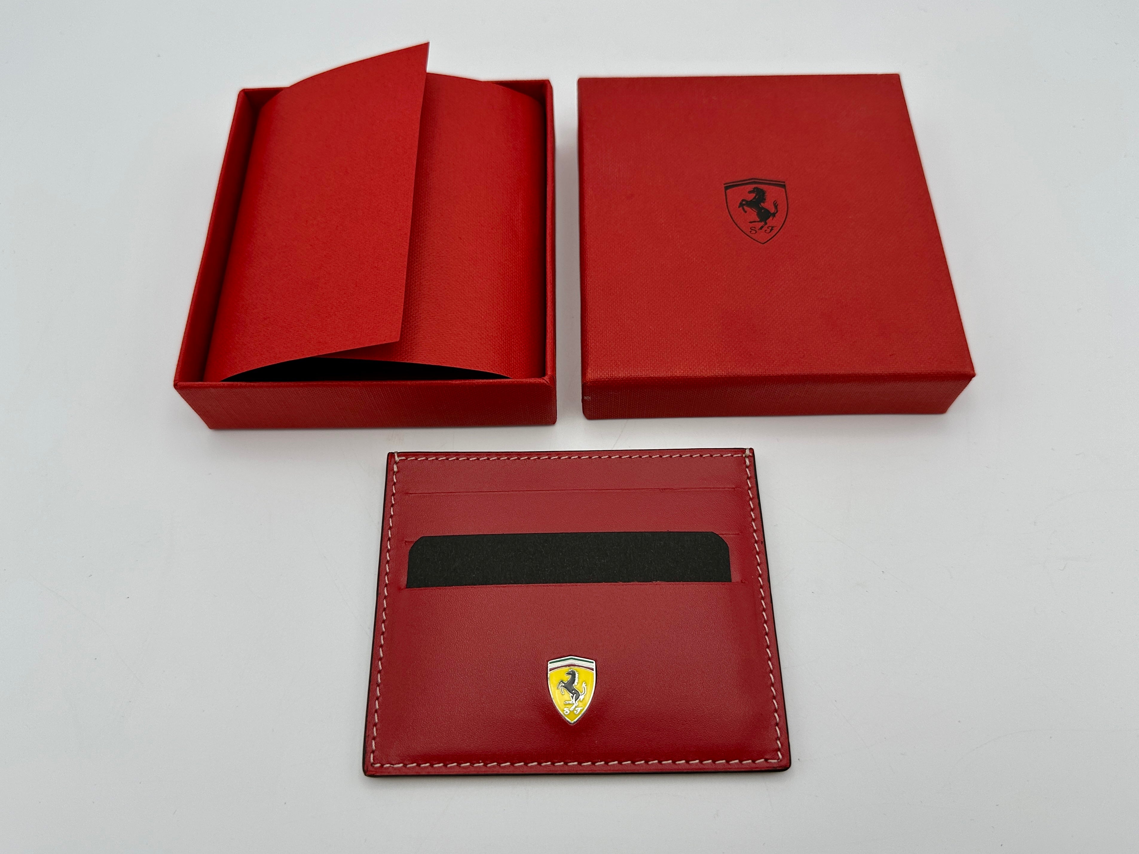 Ferrari Red Leather Credit Card Wallet - In Box