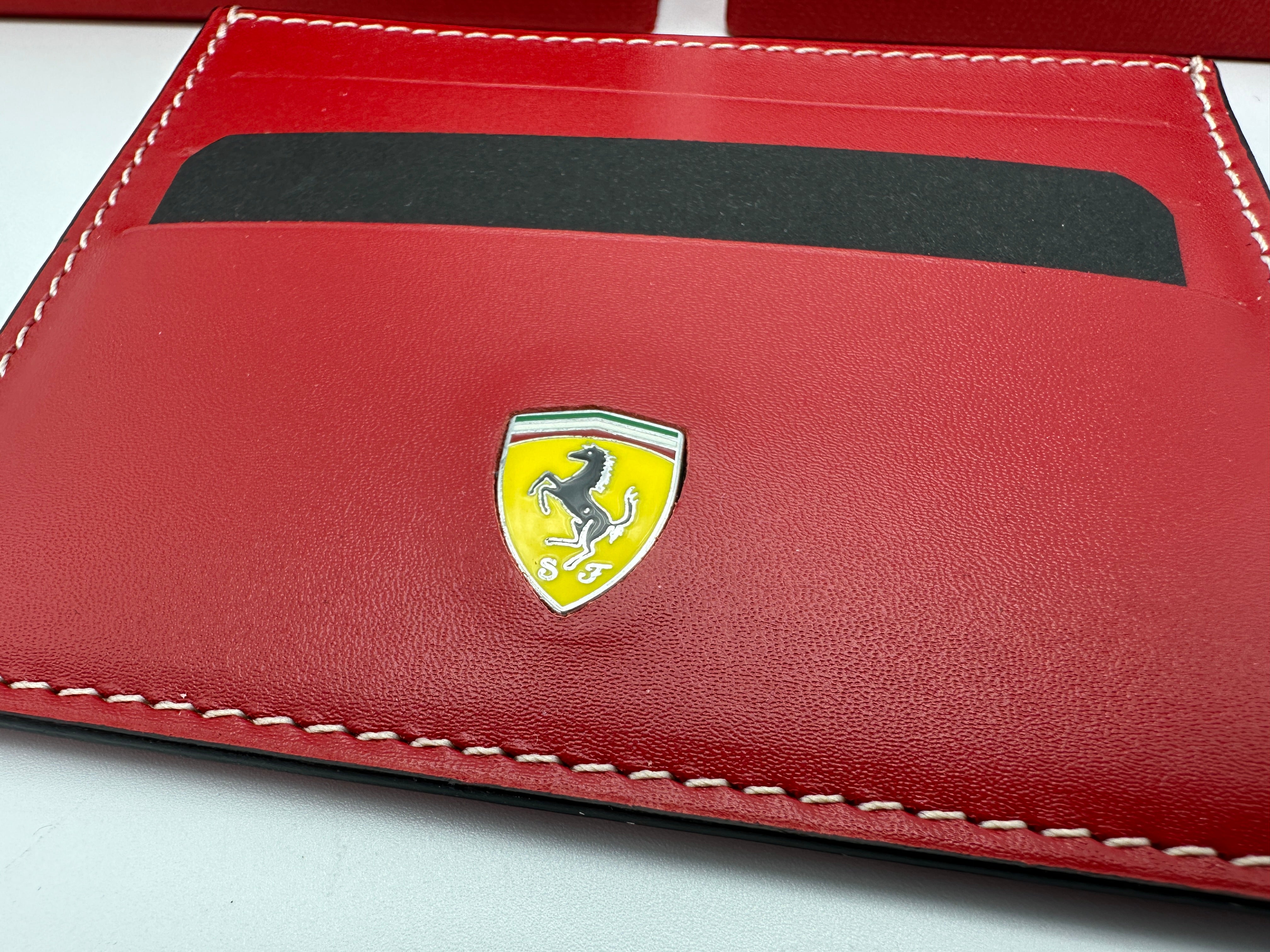 Ferrari Red Leather Credit Card Wallet - In Box