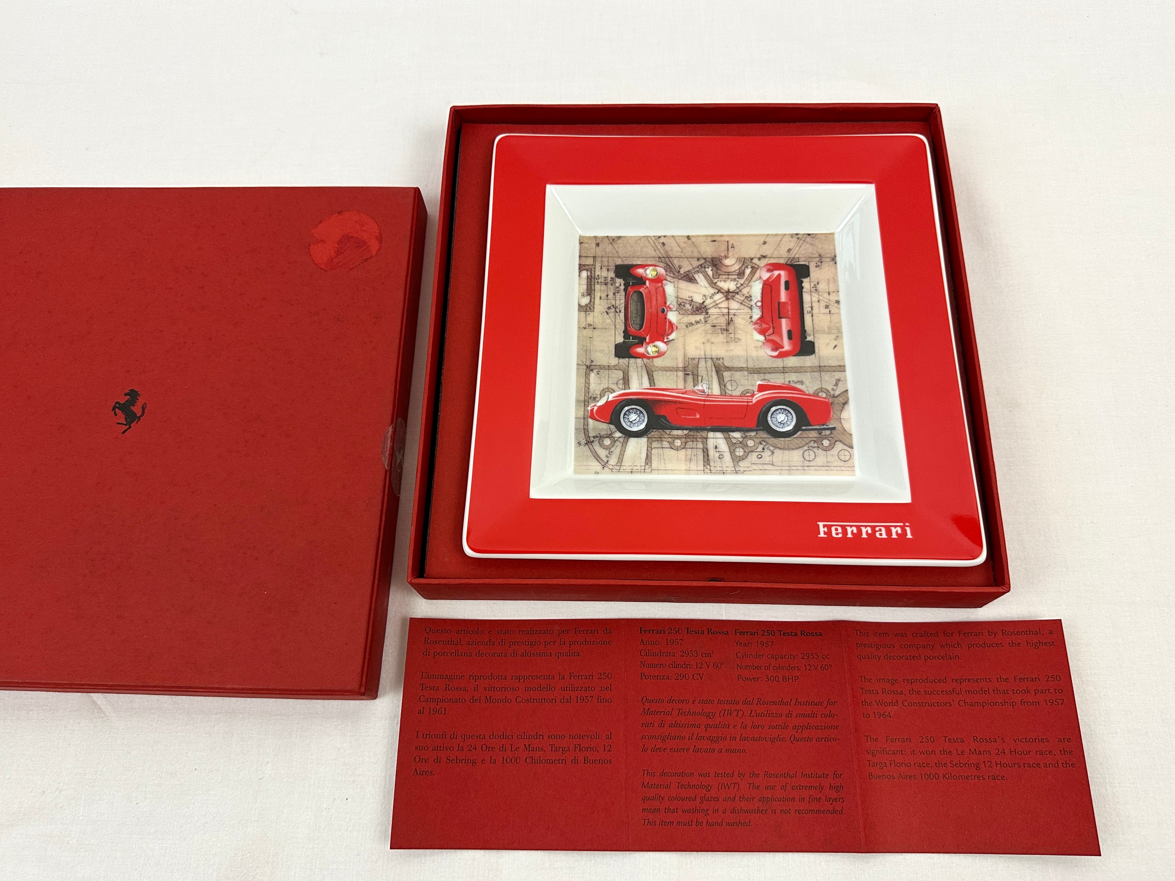 Ferrari 250 Testa Rossa Ceramic Ashtray, Plate - Rosenthal Germany - Official Accessory