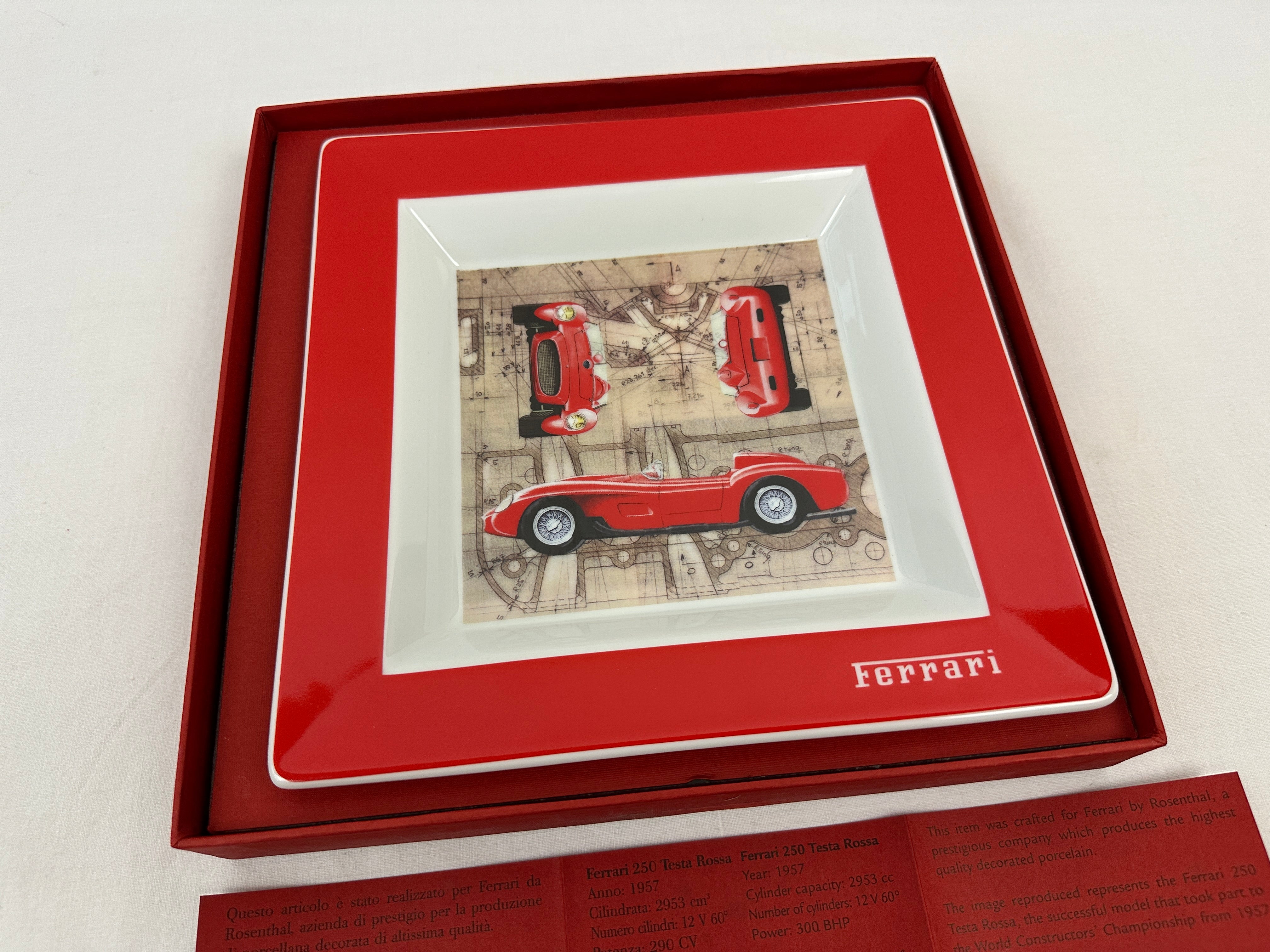 Ferrari 250 Testa Rossa Ceramic Ashtray, Plate - Rosenthal Germany - Official Accessory