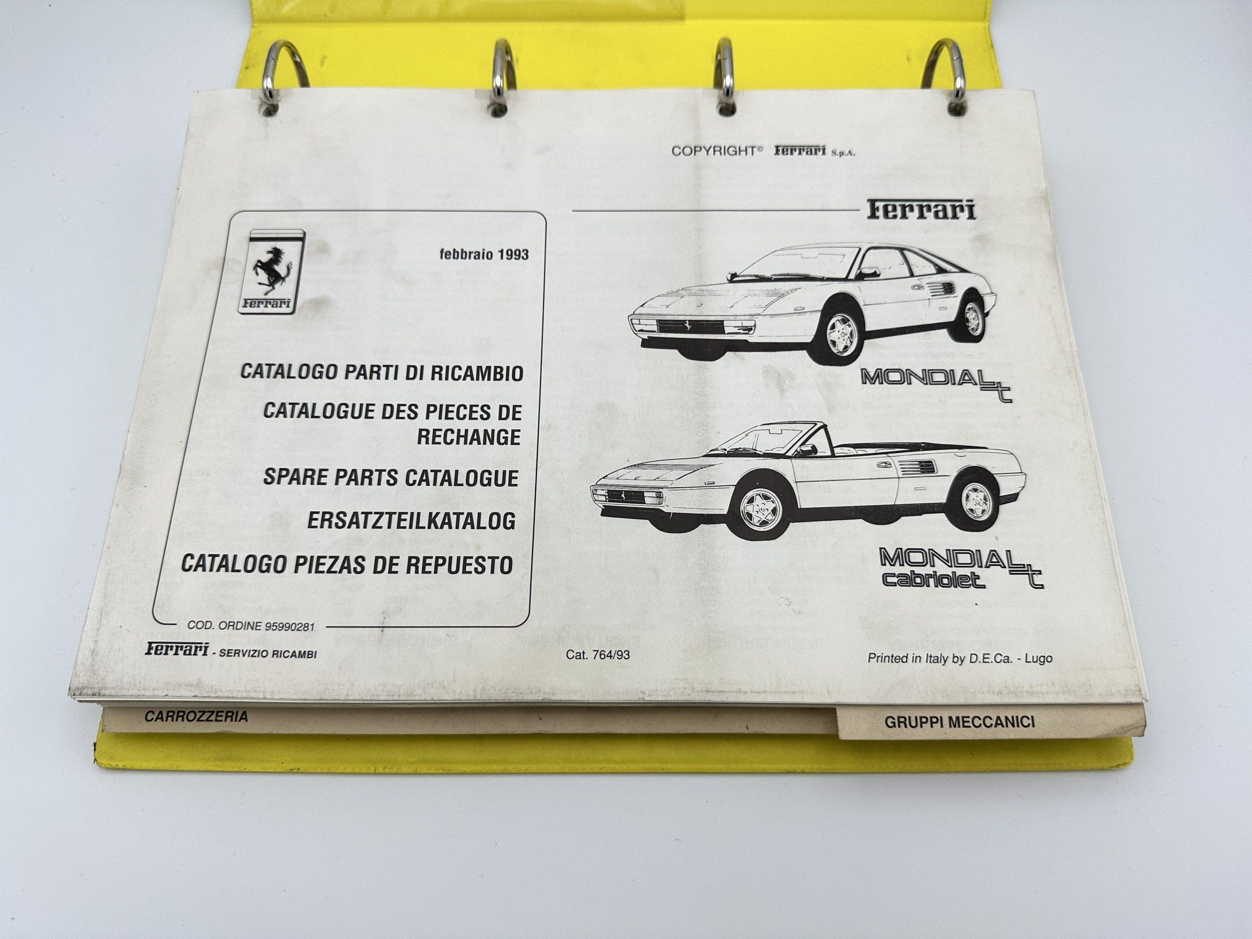 Ferrari Mondial T & Cabriolet Spare Parts Catalogue #764/93 – 1993