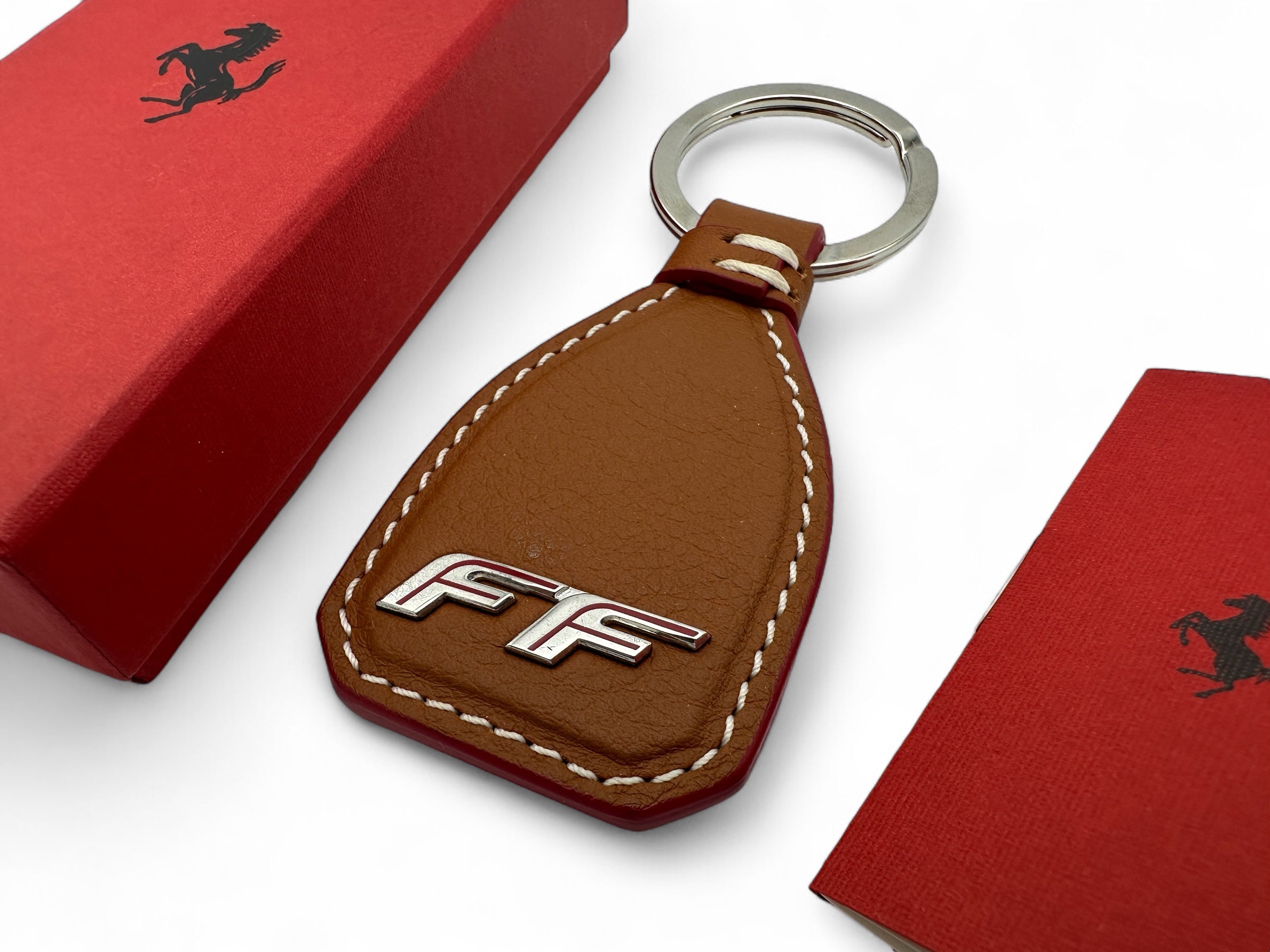Ferrari FF Brown Leather Keychain, Keyfob – Official Accessory