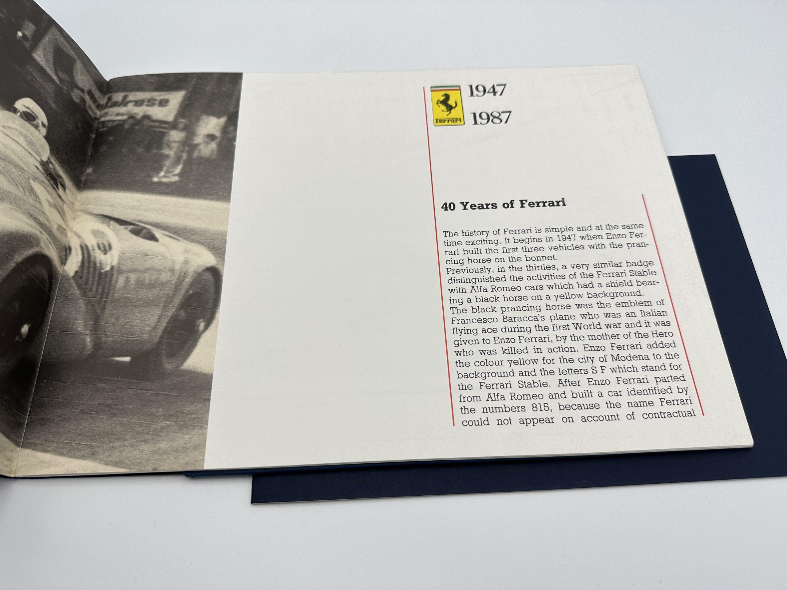 Ferrari F40 Press Folder, Brochure 1987 #477/87 – English