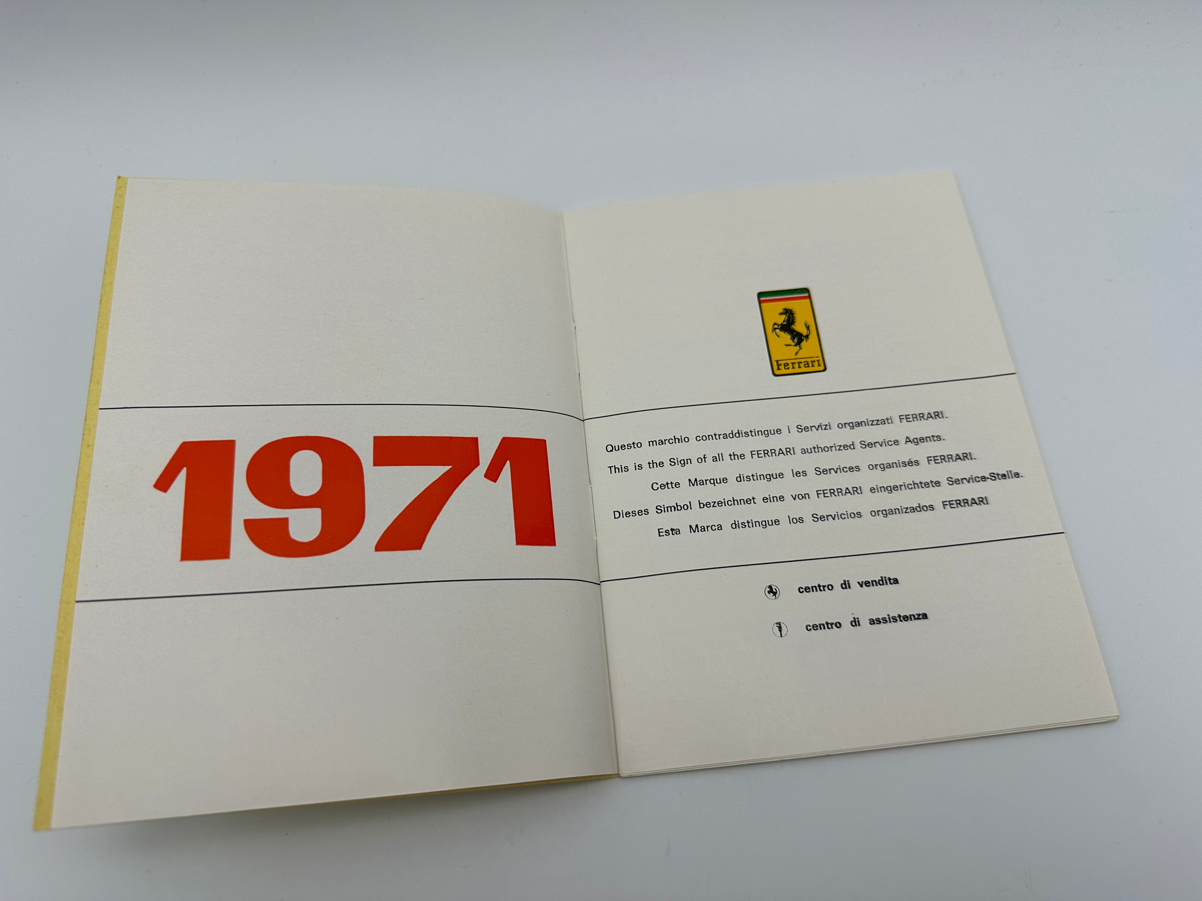 Ferrari 1971 Dealer Directory/ Servizi Di Vendita E Di Assistenza/ Sale and Service Organization