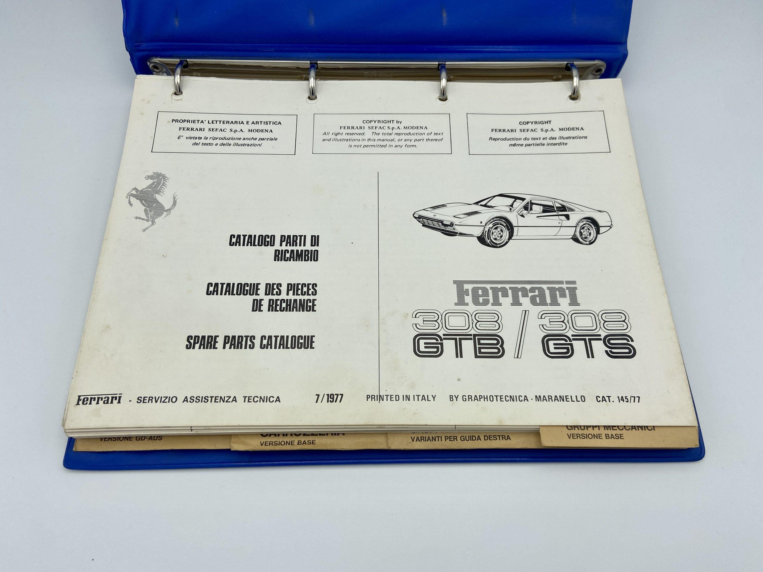 Ferrari 308 GTB/GTS Spare Parts Catalogue #145/77 - 1977