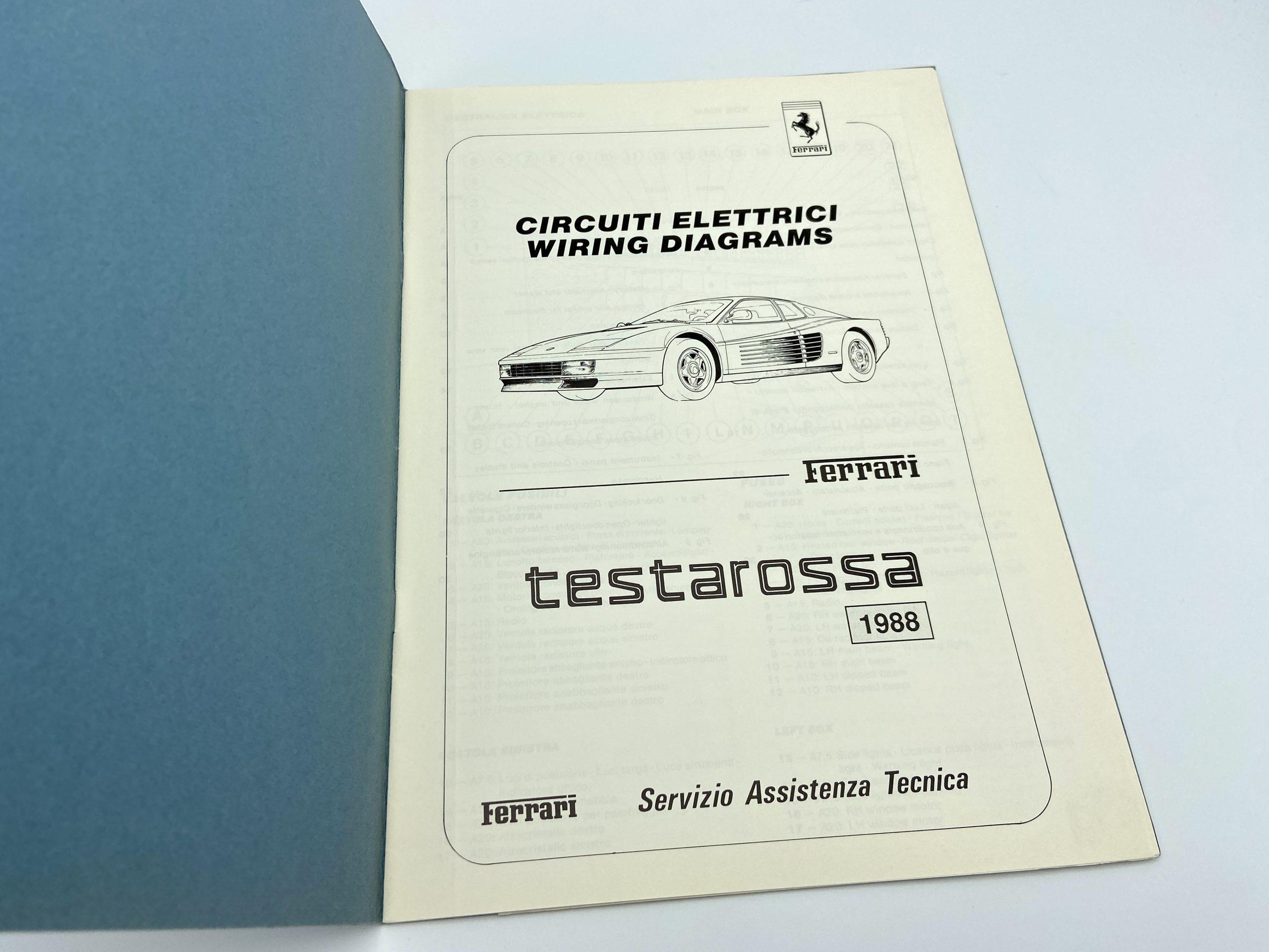 Ferrari Testarossa U.S.version Wiring Diagrams – Circuiti Elettrici #509/88 - 1988