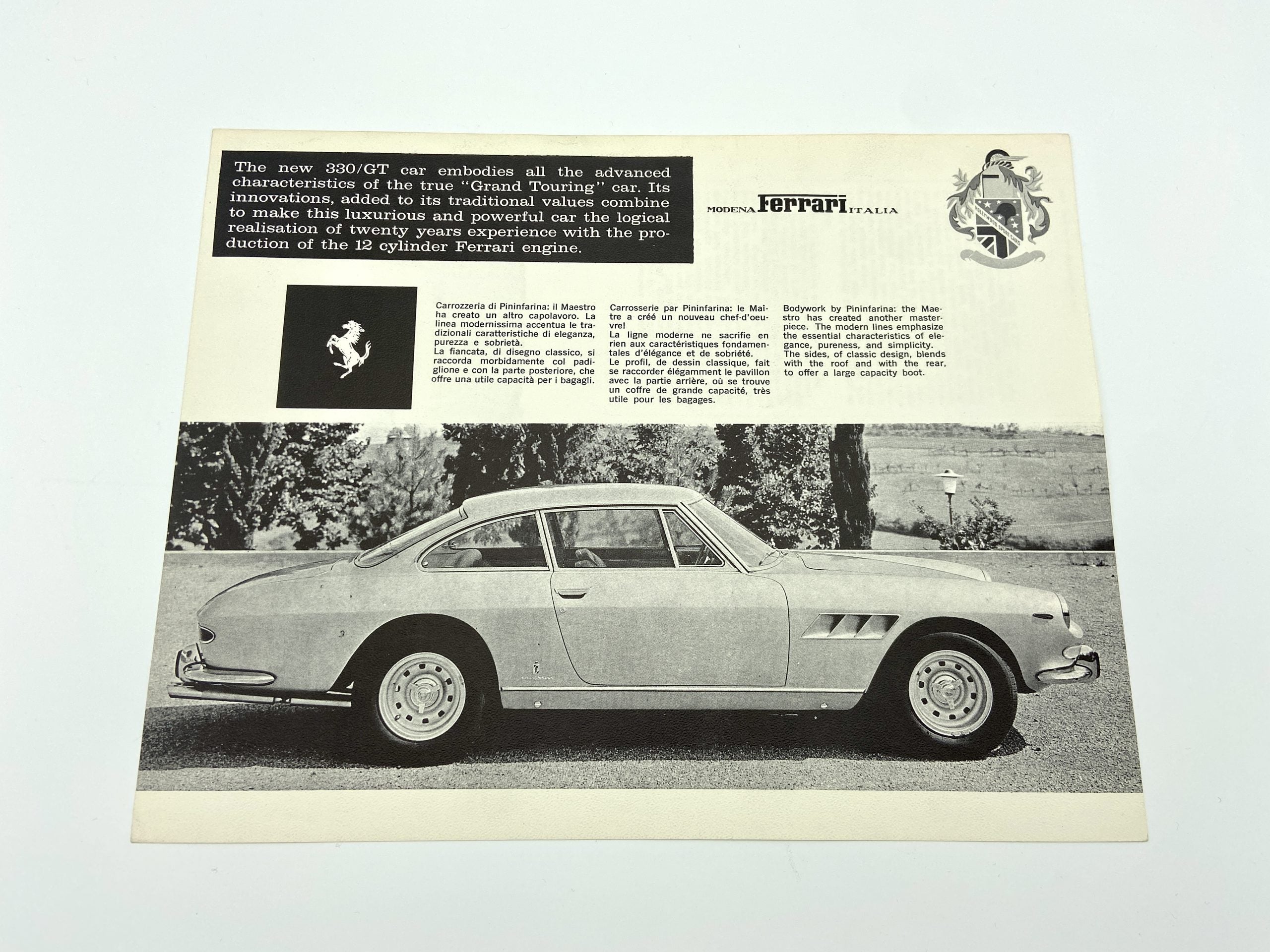 Ferrari 330 GT U.S. Sales Brochure Sheet, Hollywood Sport Cars