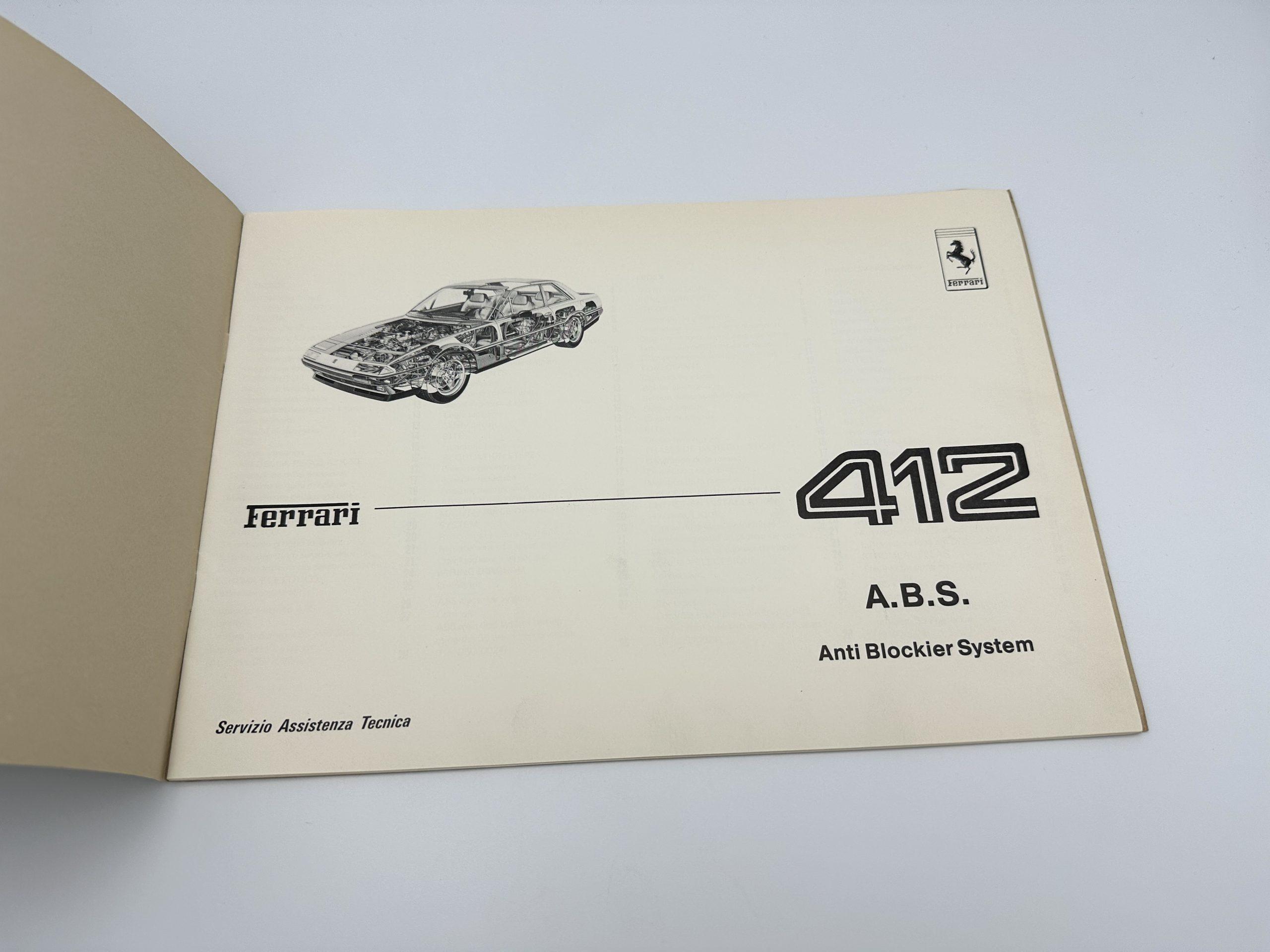 Ferrari 412 ABS Anti-Lock Braking System Workshop Manual #461/86 - 1986