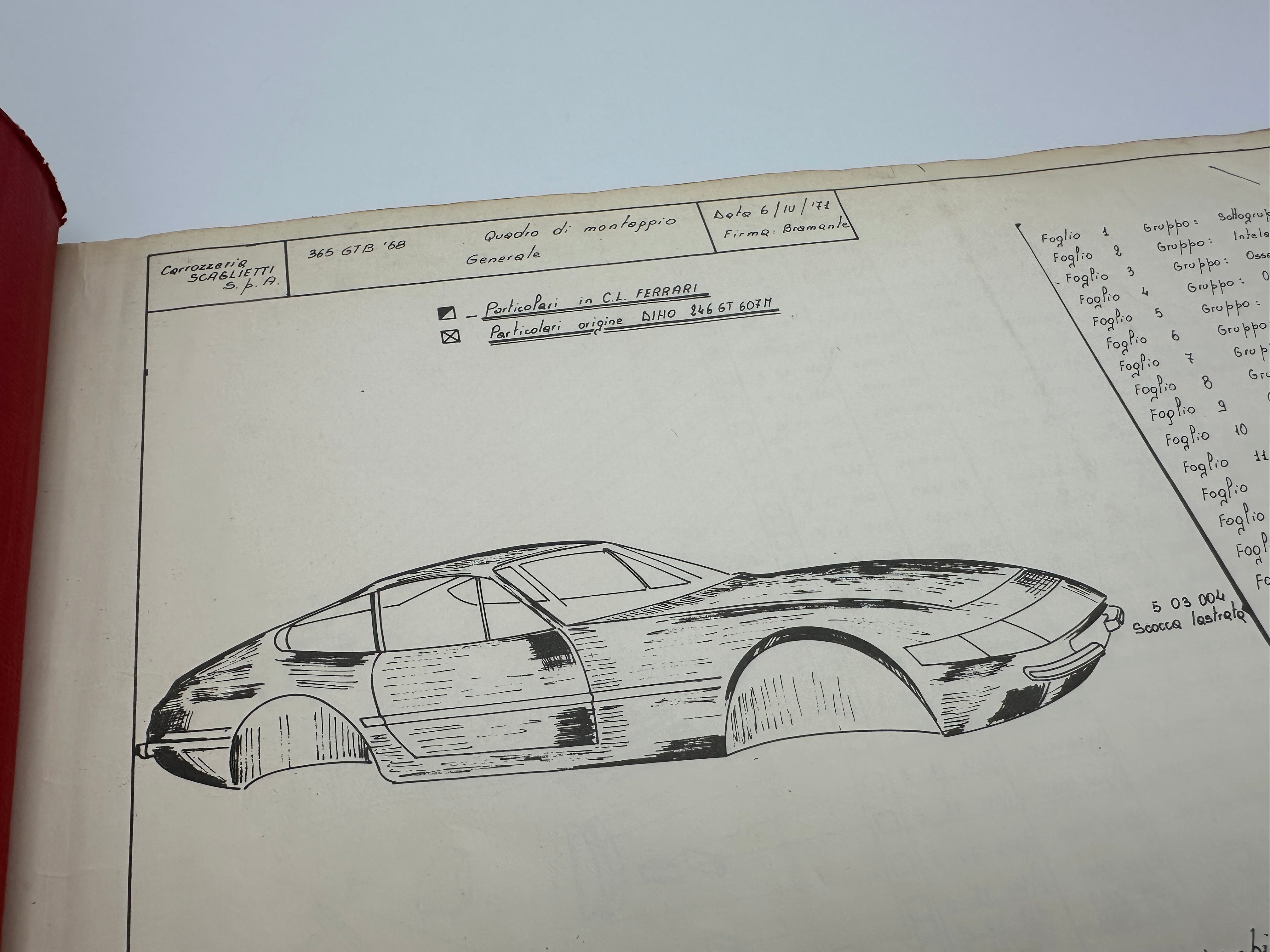 Ferrari 365 GTB/4 Daytona (Plexi) Bodywork Spare Parts Catalogue - 1971