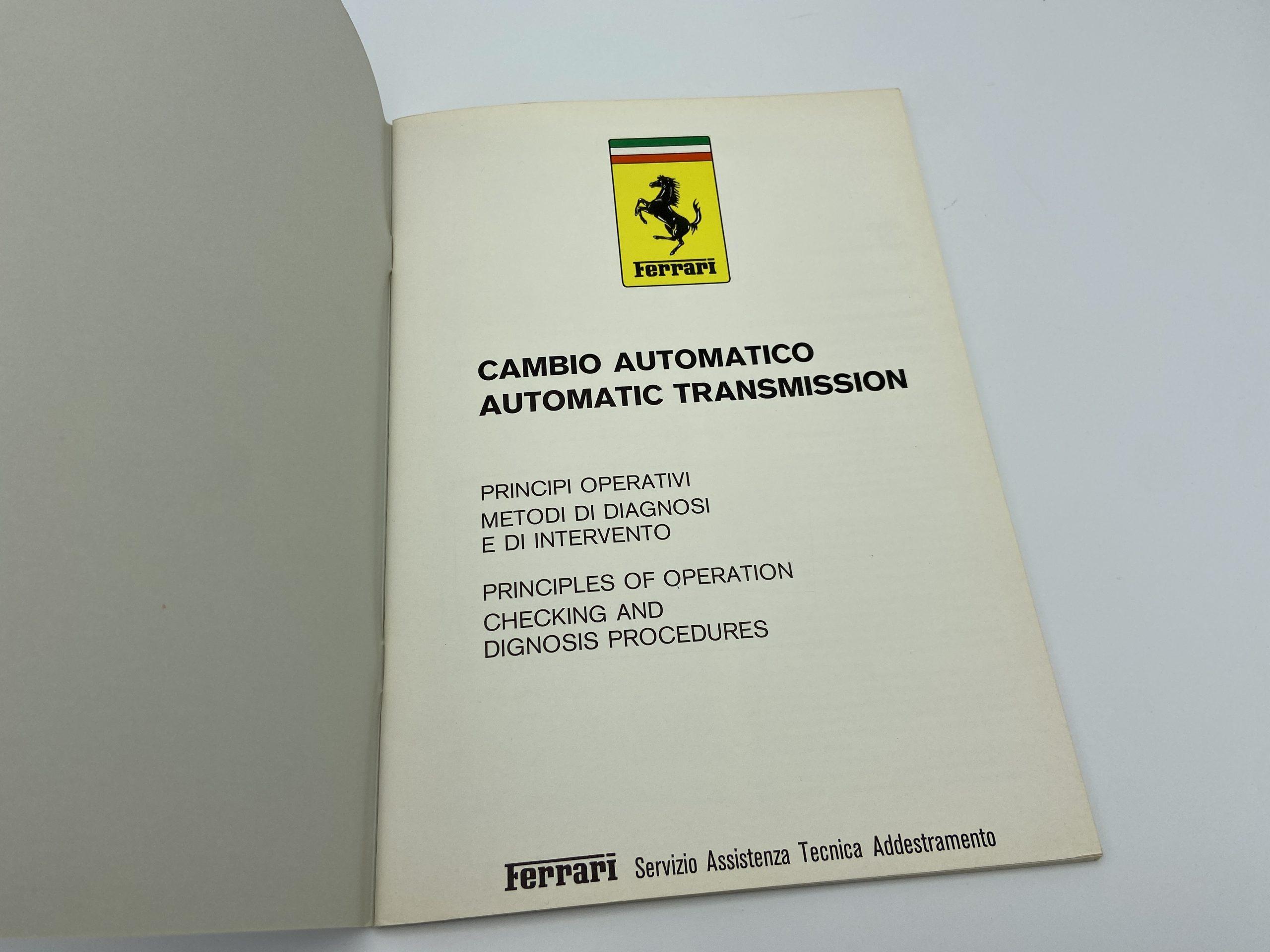 Ferrari 400 Automatic Transmission System Workshop Manual, Checking and Diagnosis #157/78 - 1978