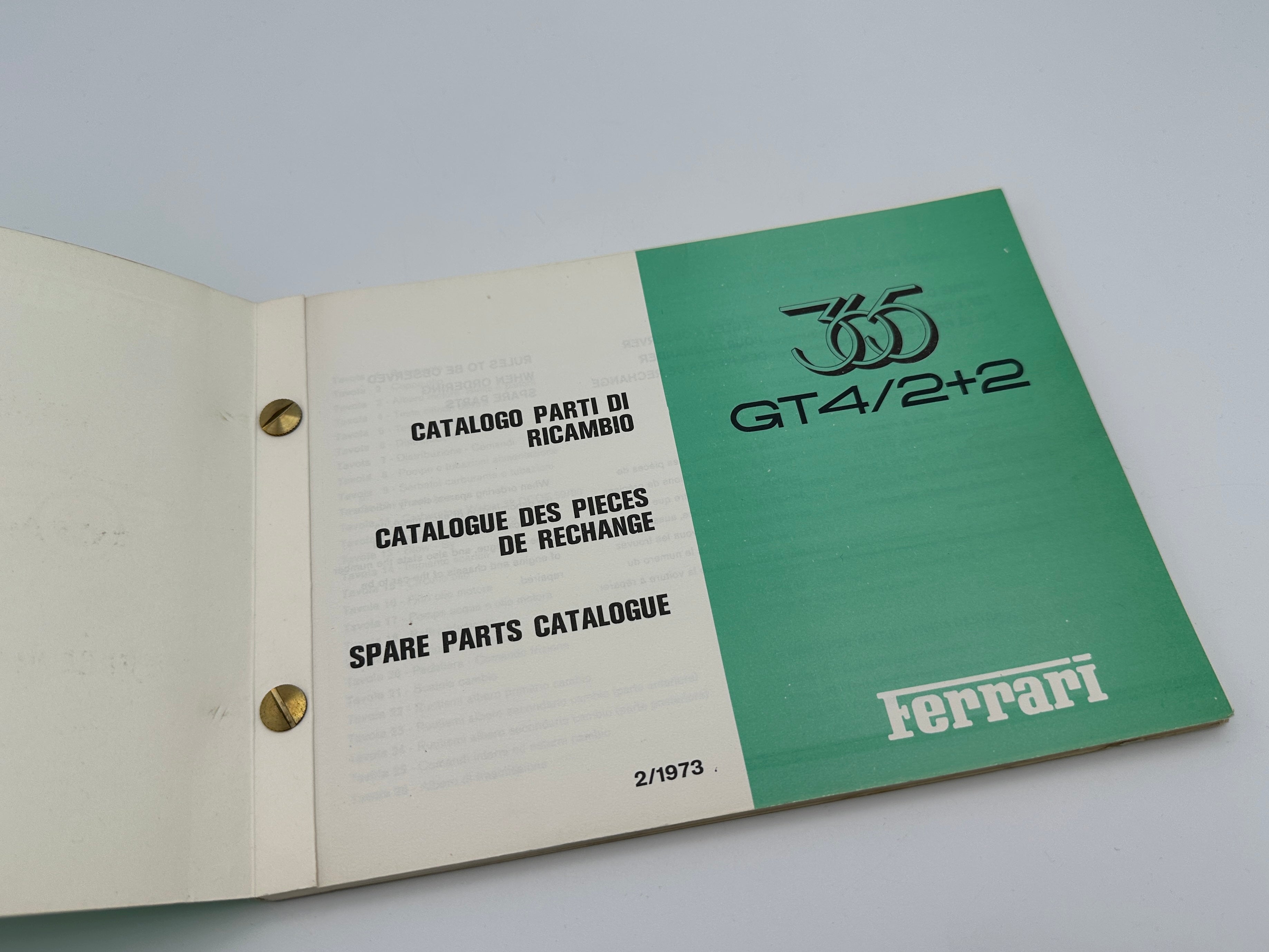 Ferrari 365 GT4 2+2 Spare Parts Catalogue #78/73 - 1973