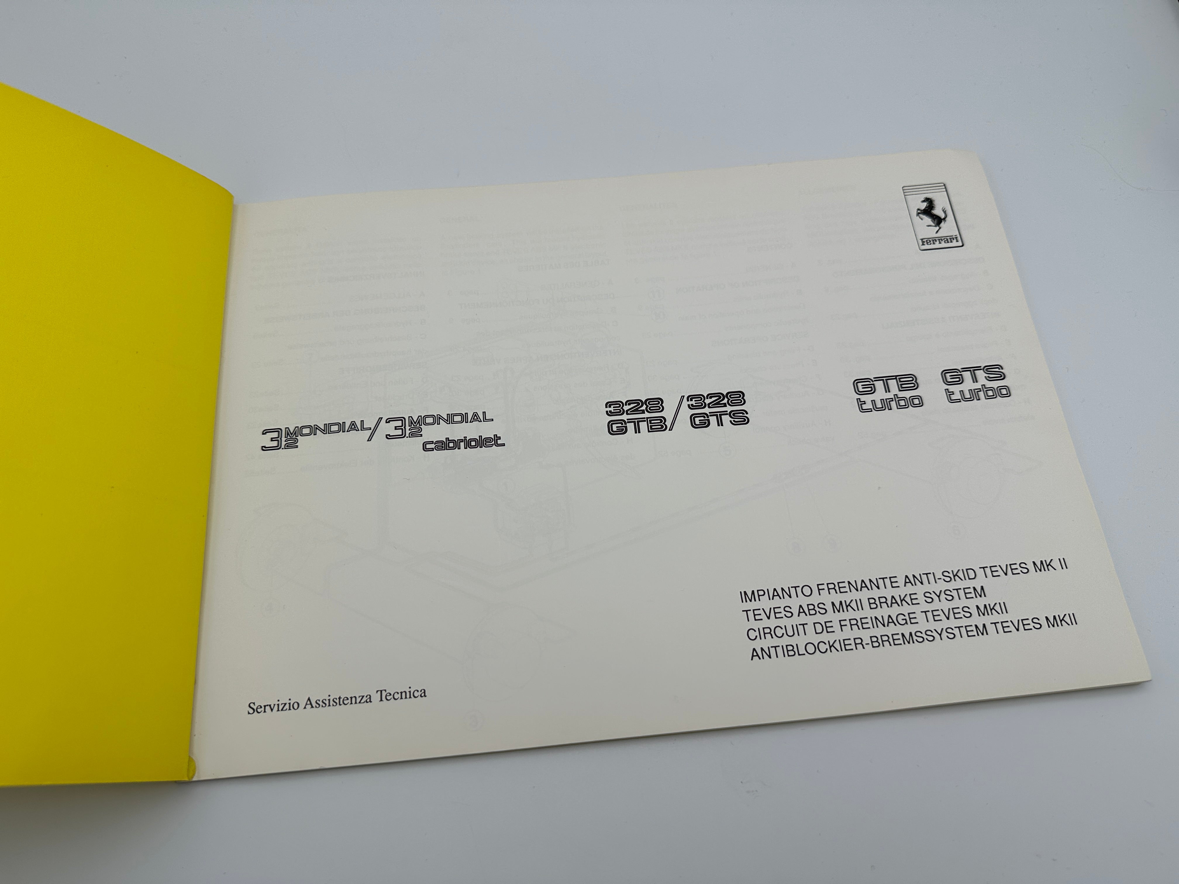 Ferrari 328, Mondial, GTB/GTS Turbo Teves MKII ABS Brake System Workshop Manual - #534/88 - 1988